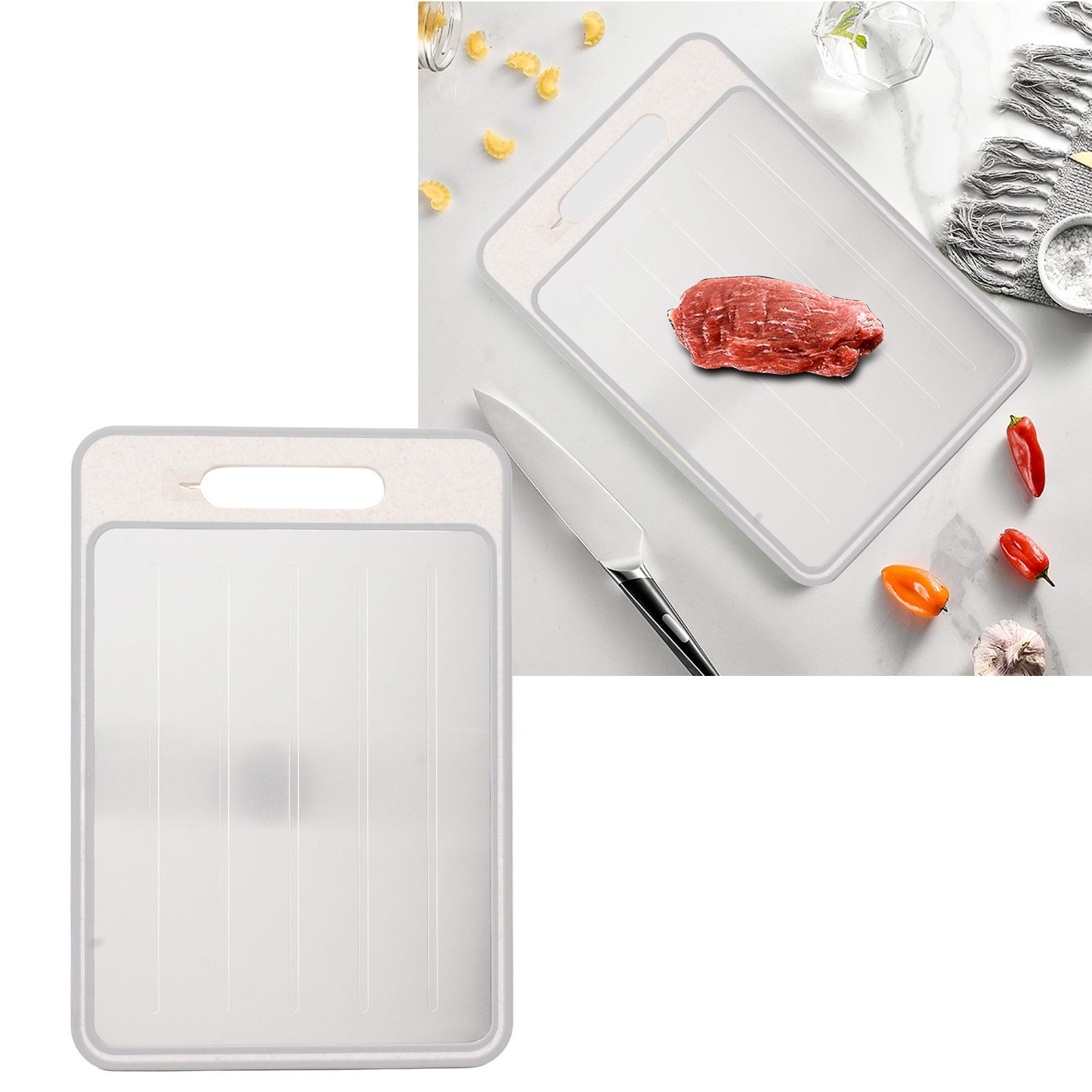 Defrosting Cutting Board Double Sided Chopping Board with Knife Sharpener for view 11