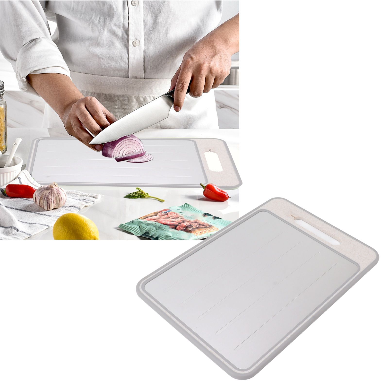 Defrosting Cutting Board Double Sided Chopping Board with Knife Sharpener for view 12