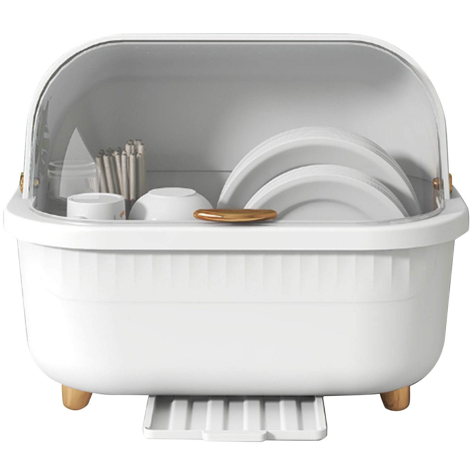 Dish Drying Box Multifunctional Space Saving Dish Drainer with Lid Cover for