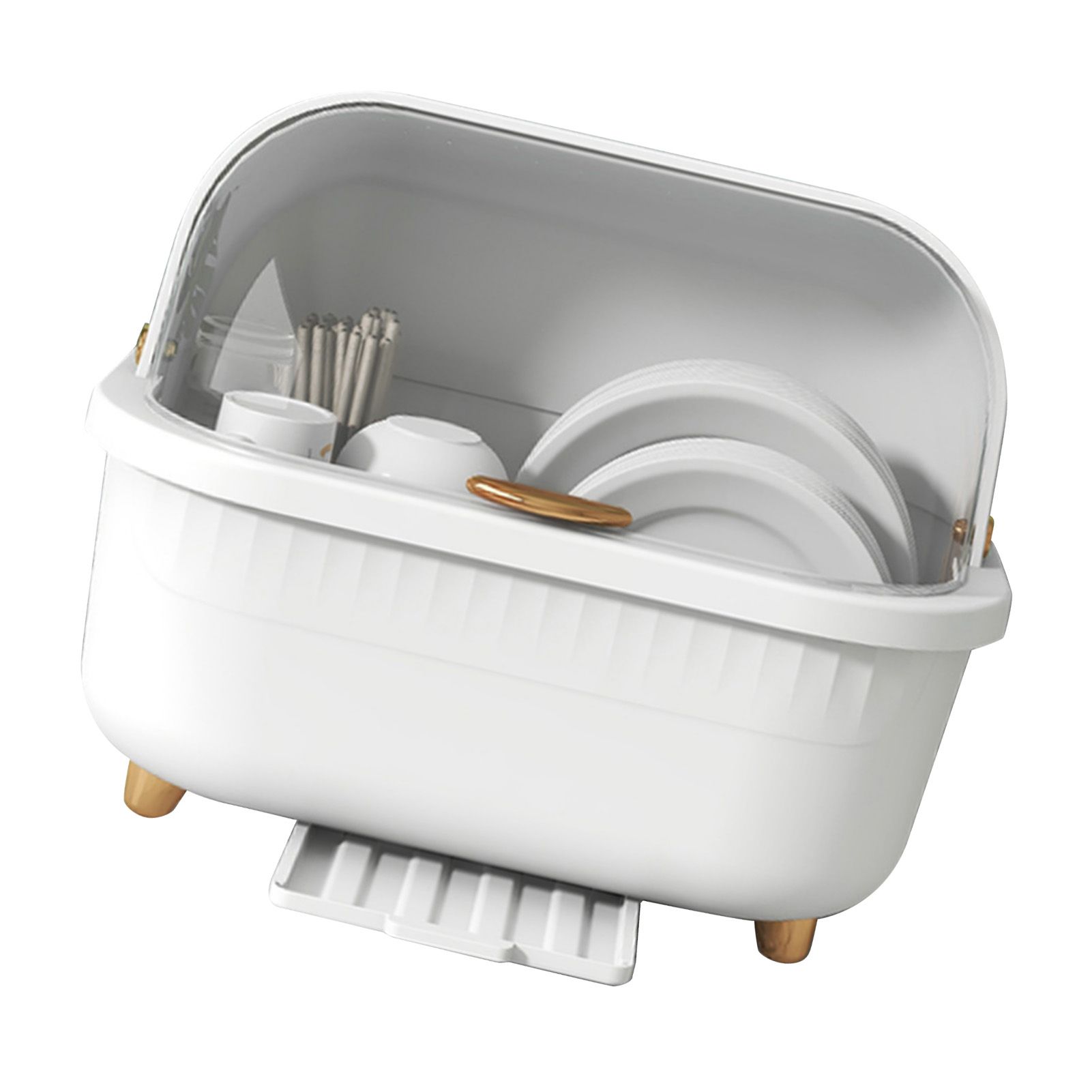 Dish Drying Box Multifunctional Space Saving Dish Drainer with Lid Cover for view 3