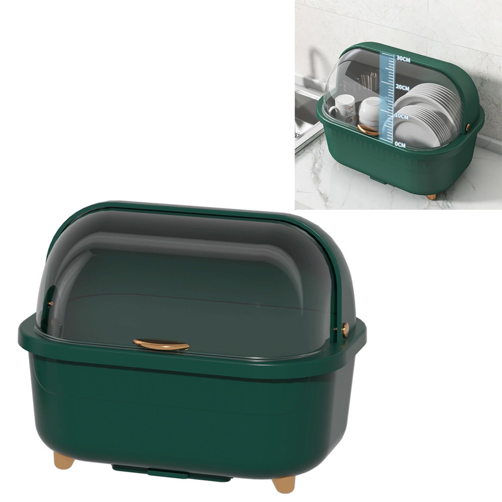 Dish Drying Box Multifunctional Space Saving Dish Drainer with Lid Cover for view 5