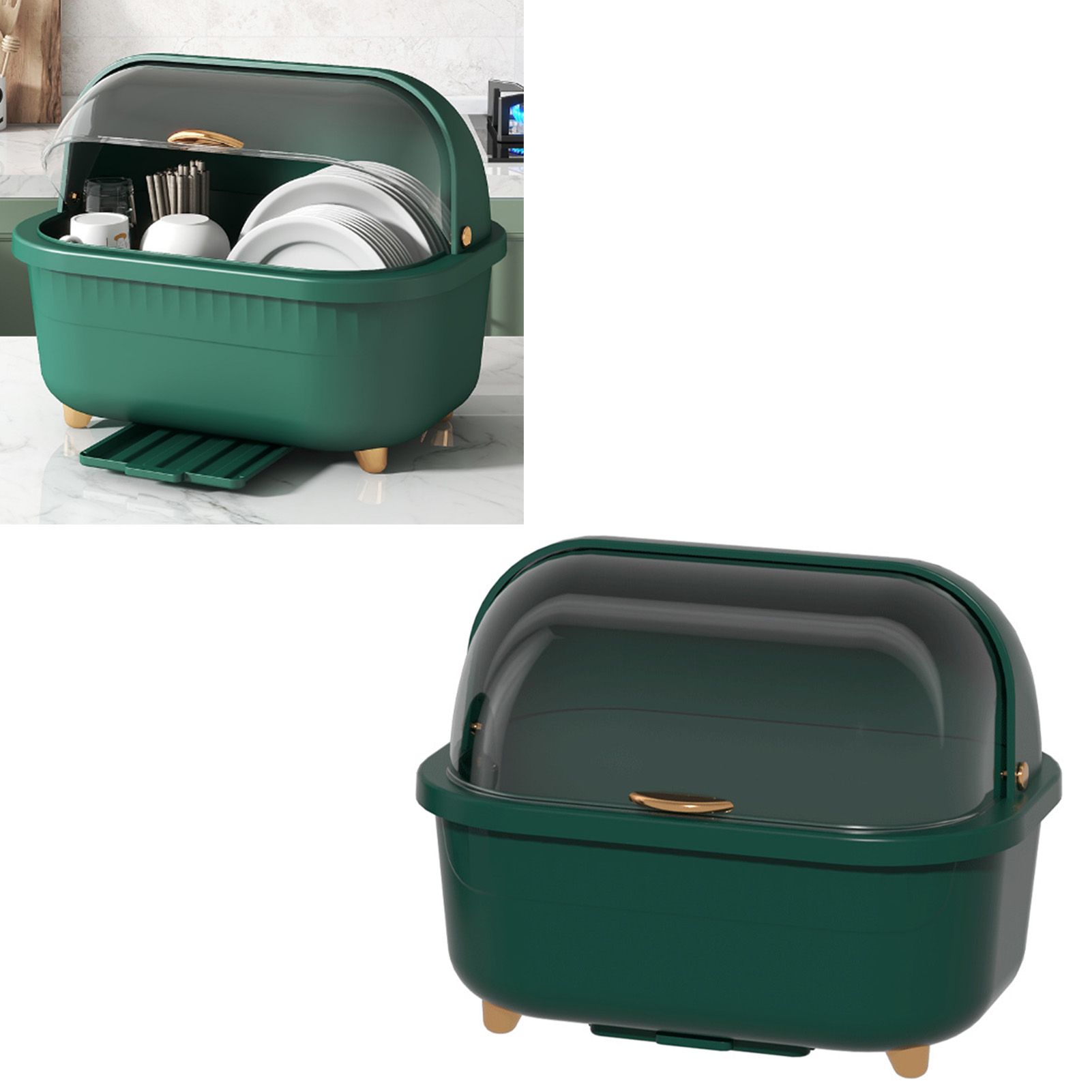 Dish Drying Box Multifunctional Space Saving Dish Drainer with Lid Cover for view 6