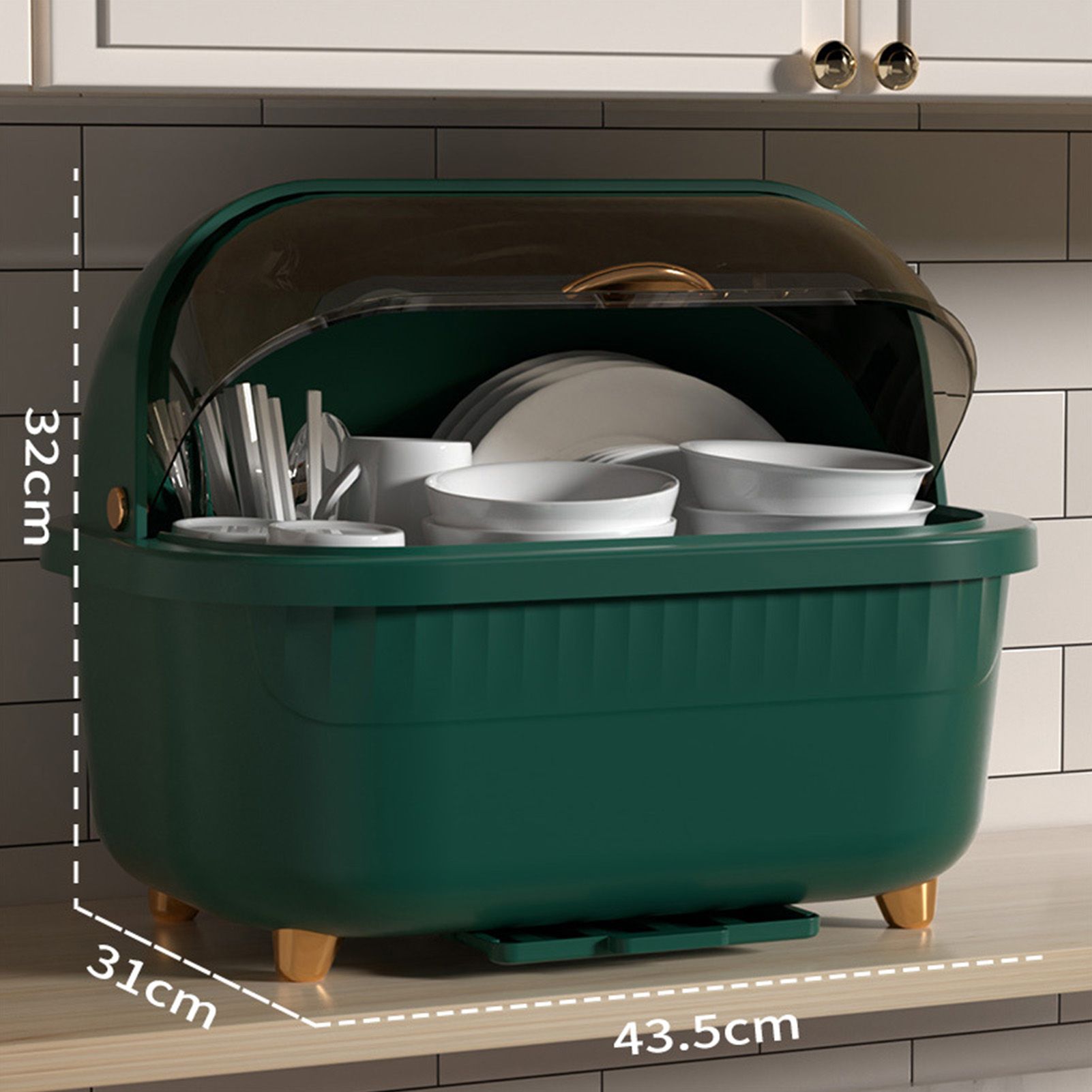 Dish Drying Box Multifunctional Space Saving Dish Drainer with Lid Cover for view 13