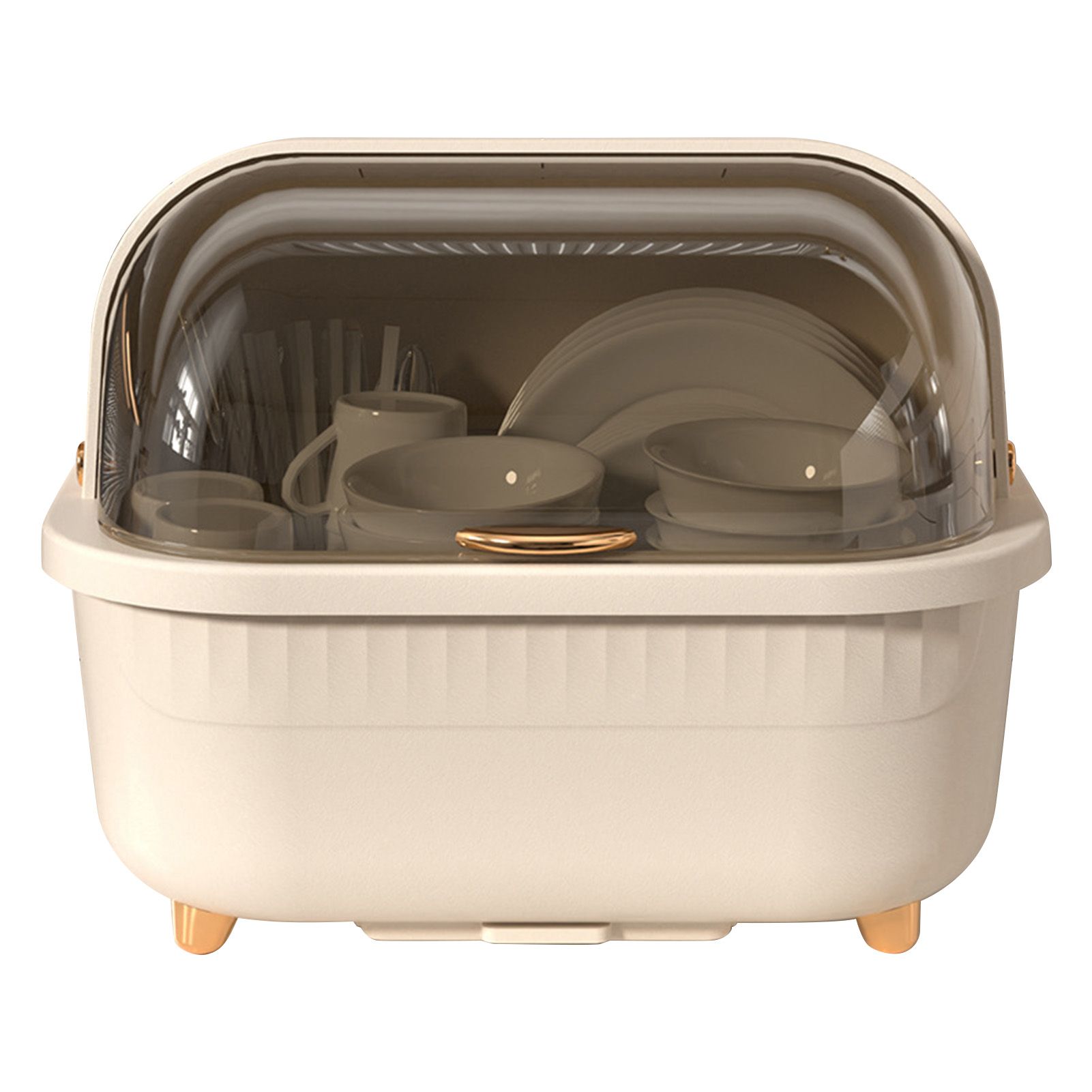 Dish Drying Box Multifunctional Space Saving Dish Drainer with Lid Cover for