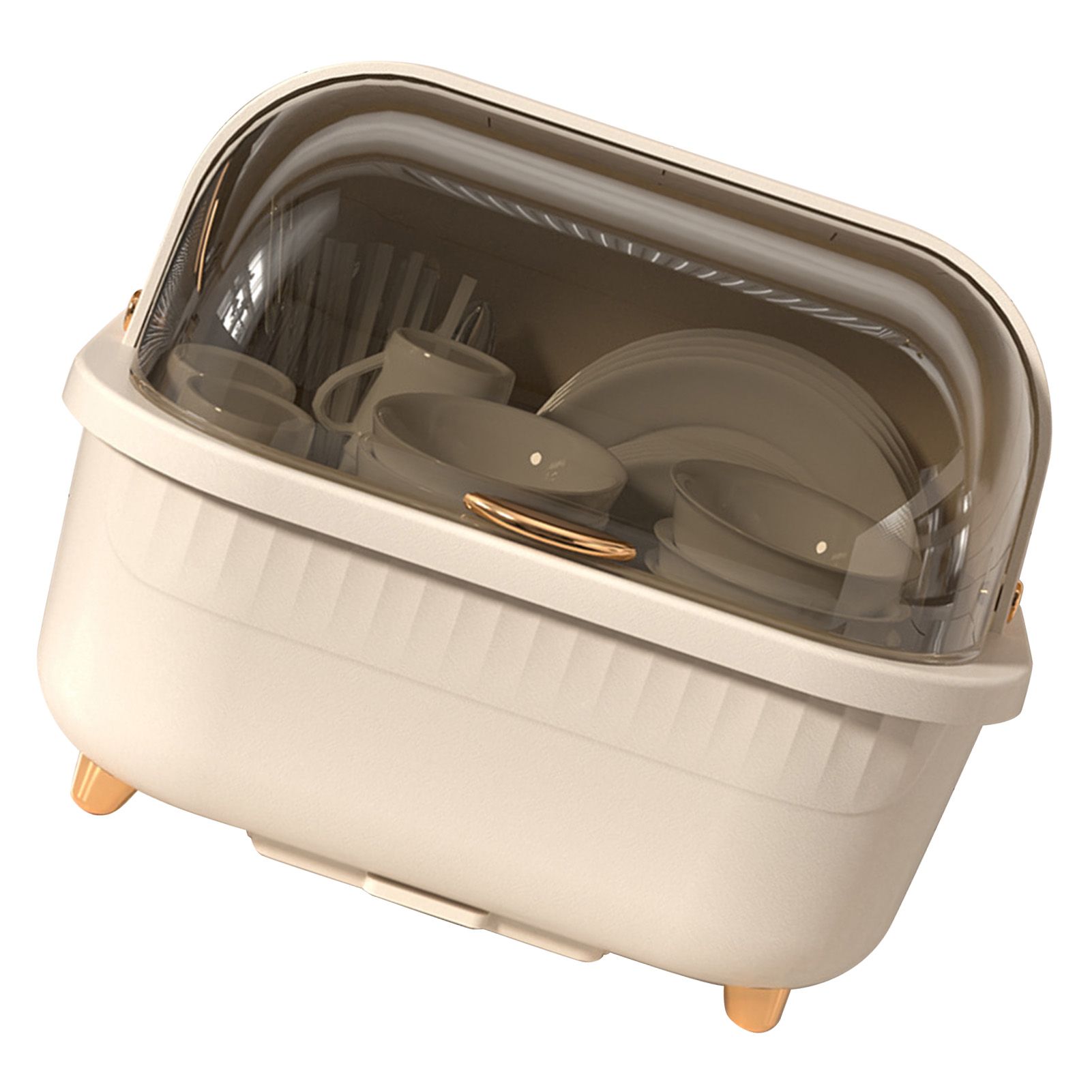Dish Drying Box Multifunctional Space Saving Dish Drainer with Lid Cover for view 2