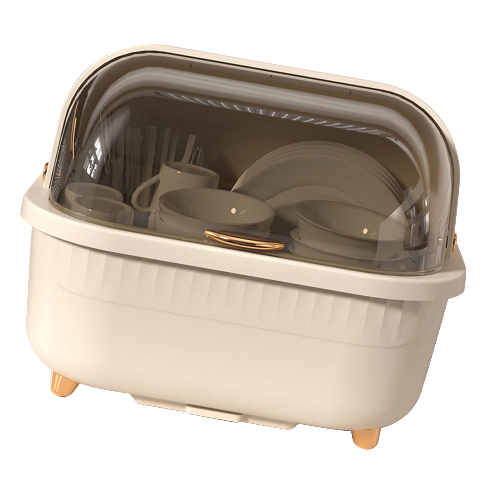 Dish Drying Box Multifunctional Space Saving Dish Drainer with Lid Cover for view 3