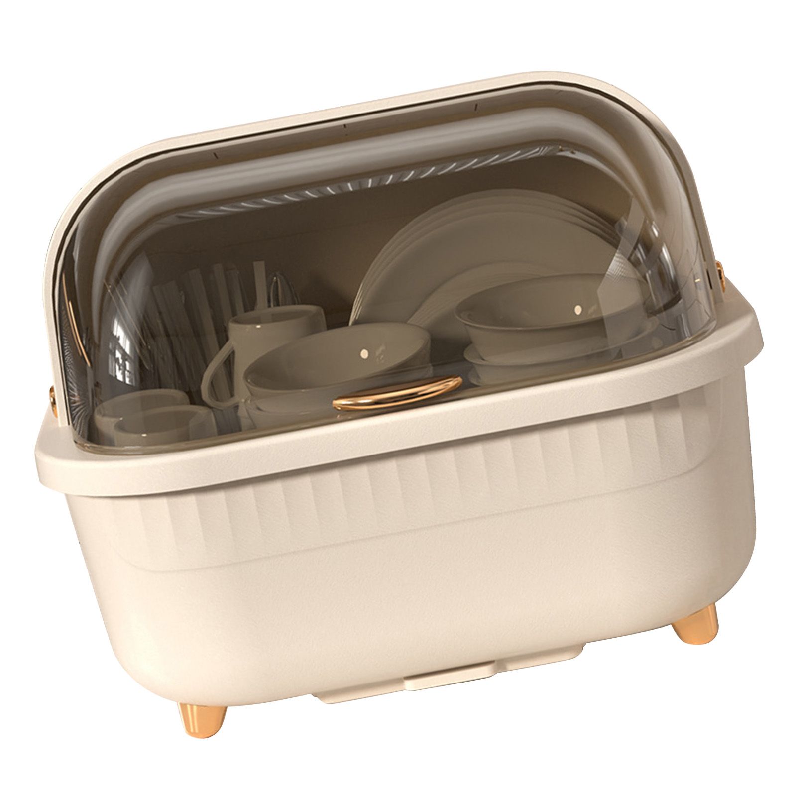 Dish Drying Box Multifunctional Space Saving Dish Drainer with Lid Cover for view 4