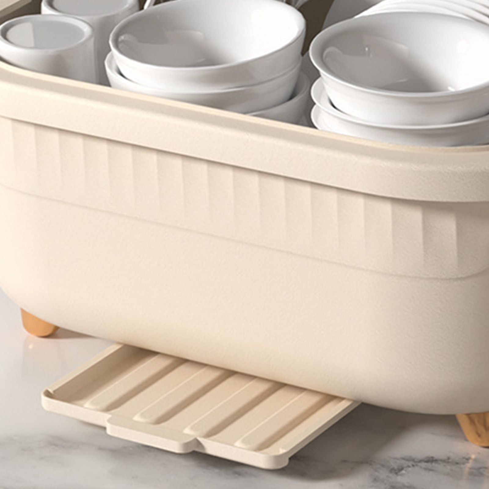 Dish Drying Box Multifunctional Space Saving Dish Drainer with Lid Cover for view 9