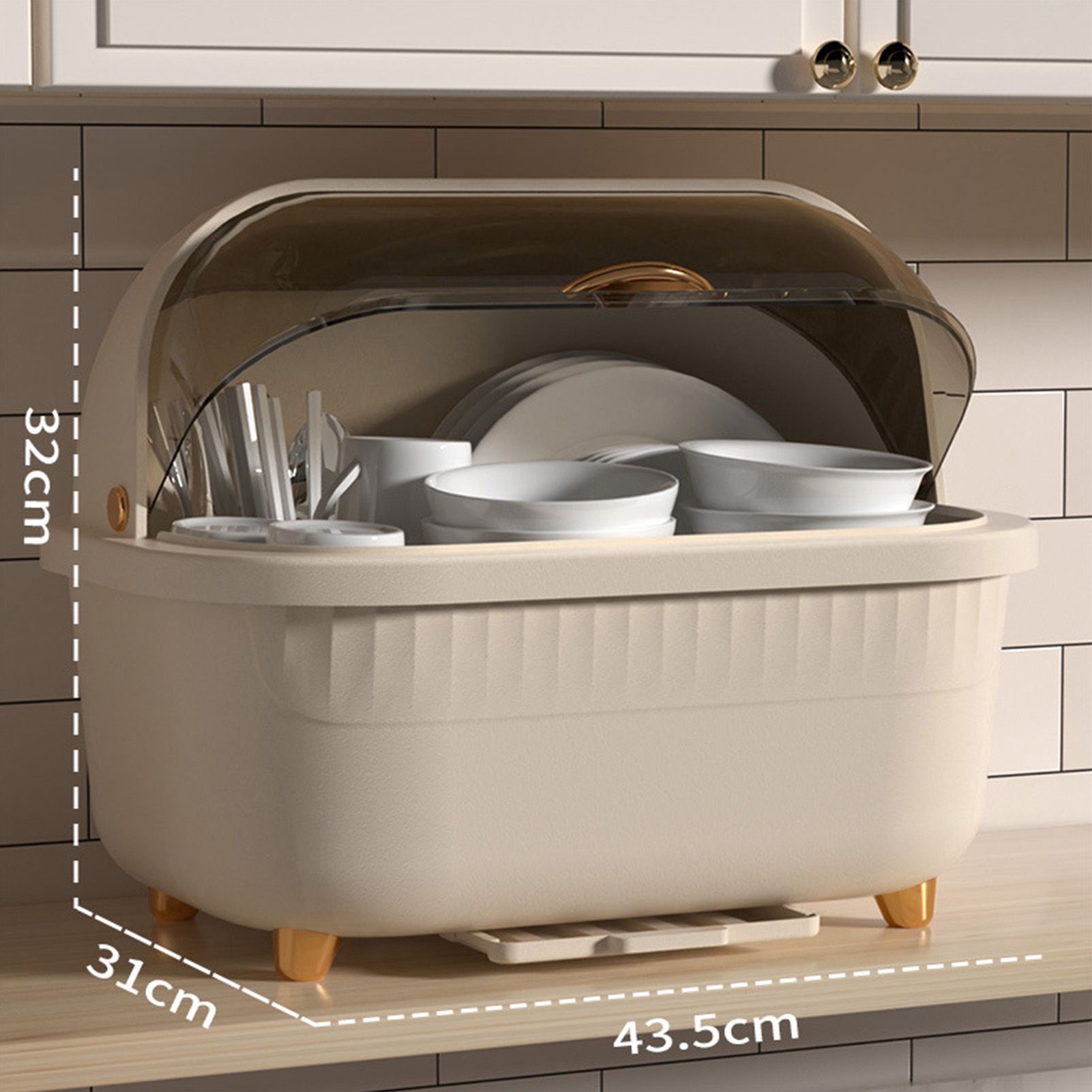 Dish Drying Box Multifunctional Space Saving Dish Drainer with Lid Cover for view 14