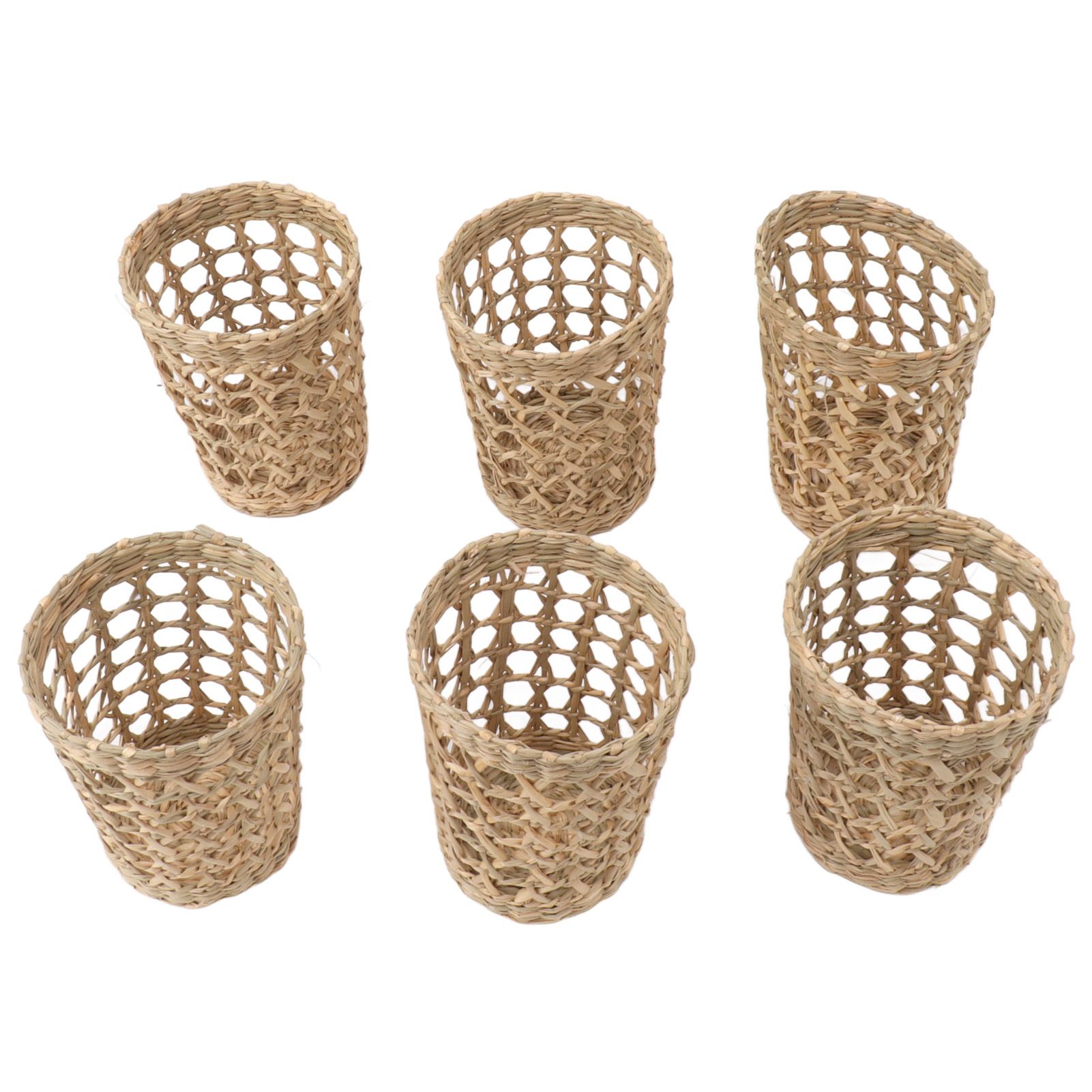 6 PCS Woven Cup Holders Anti Scald Hollow Straw Woven Glass Cup Sleeve for view 6