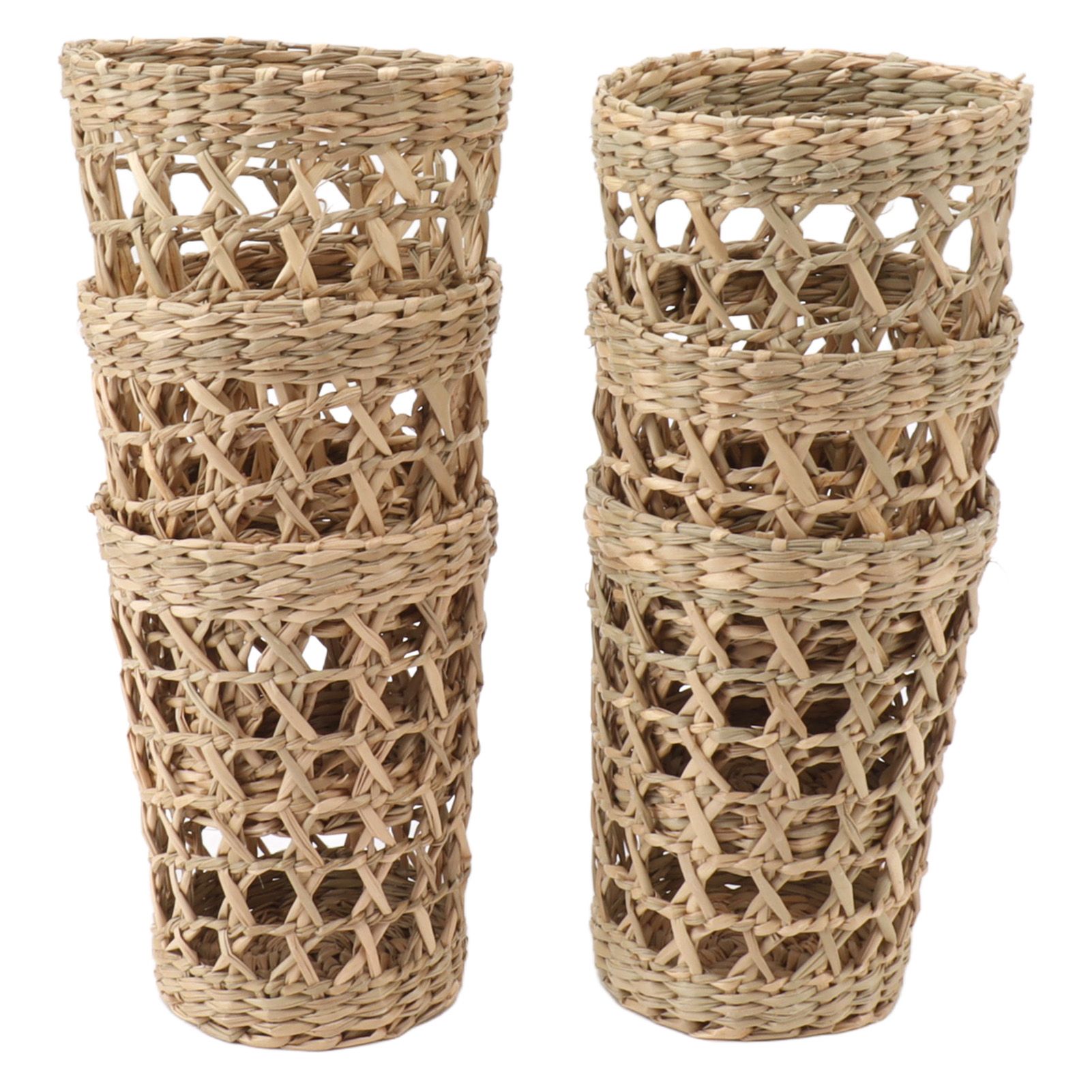 6 PCS Woven Cup Holders Anti Scald Hollow Straw Woven Glass Cup Sleeve for view 10