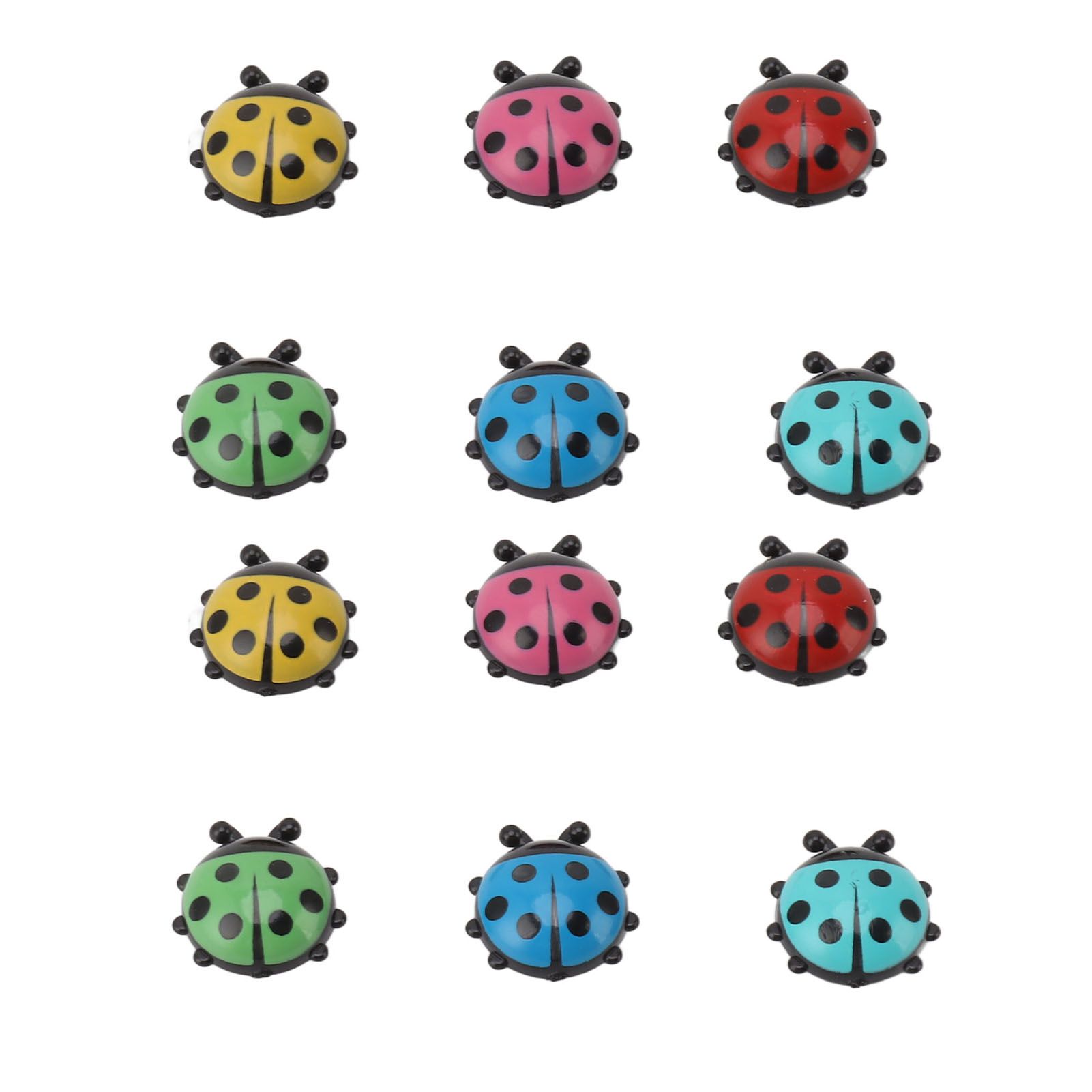 12pcs Resin Ladybug Shaped Refrigerator Magnets Home Kitchen Cute Cartoon view 2