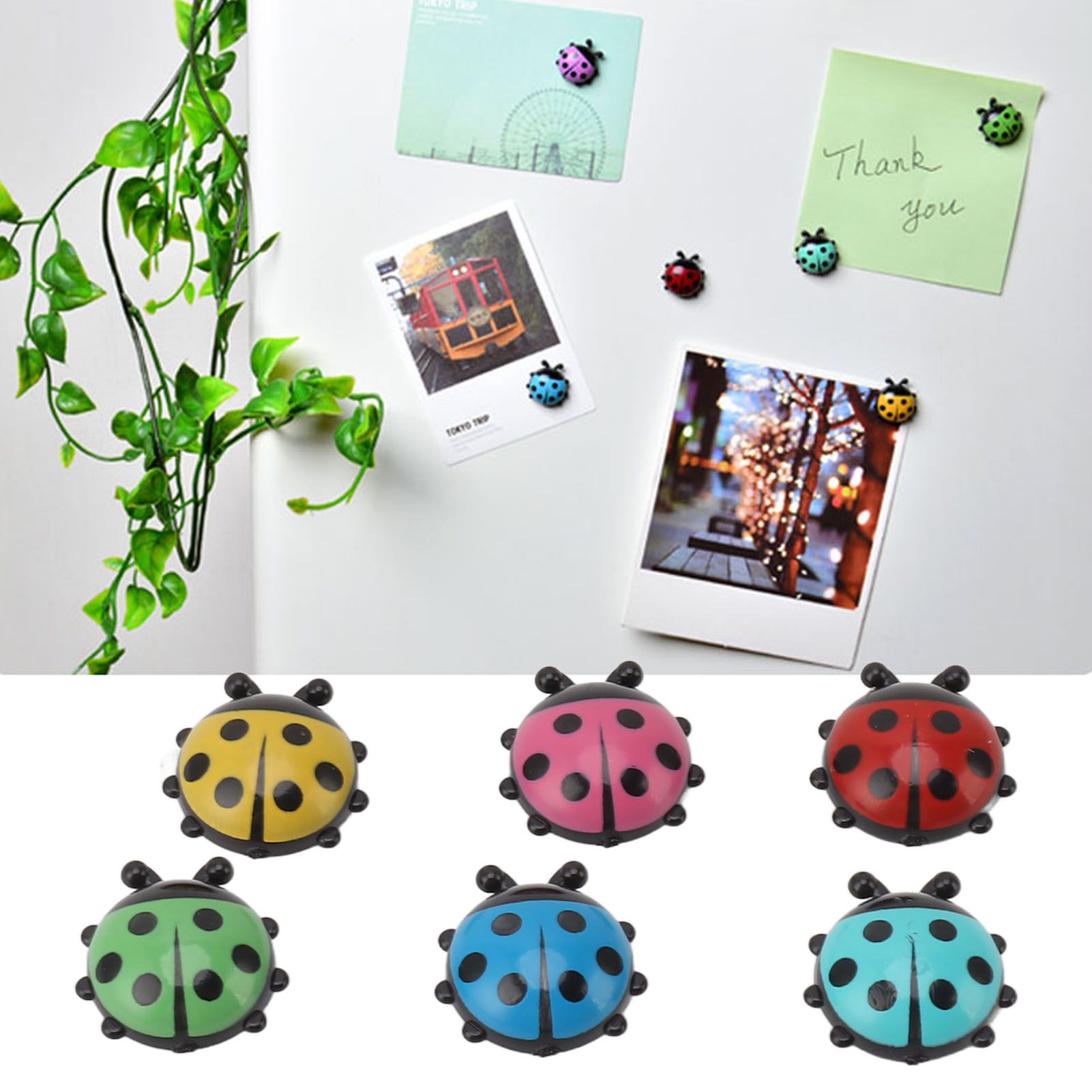 12pcs Resin Ladybug Shaped Refrigerator Magnets Home Kitchen Cute Cartoon view 12