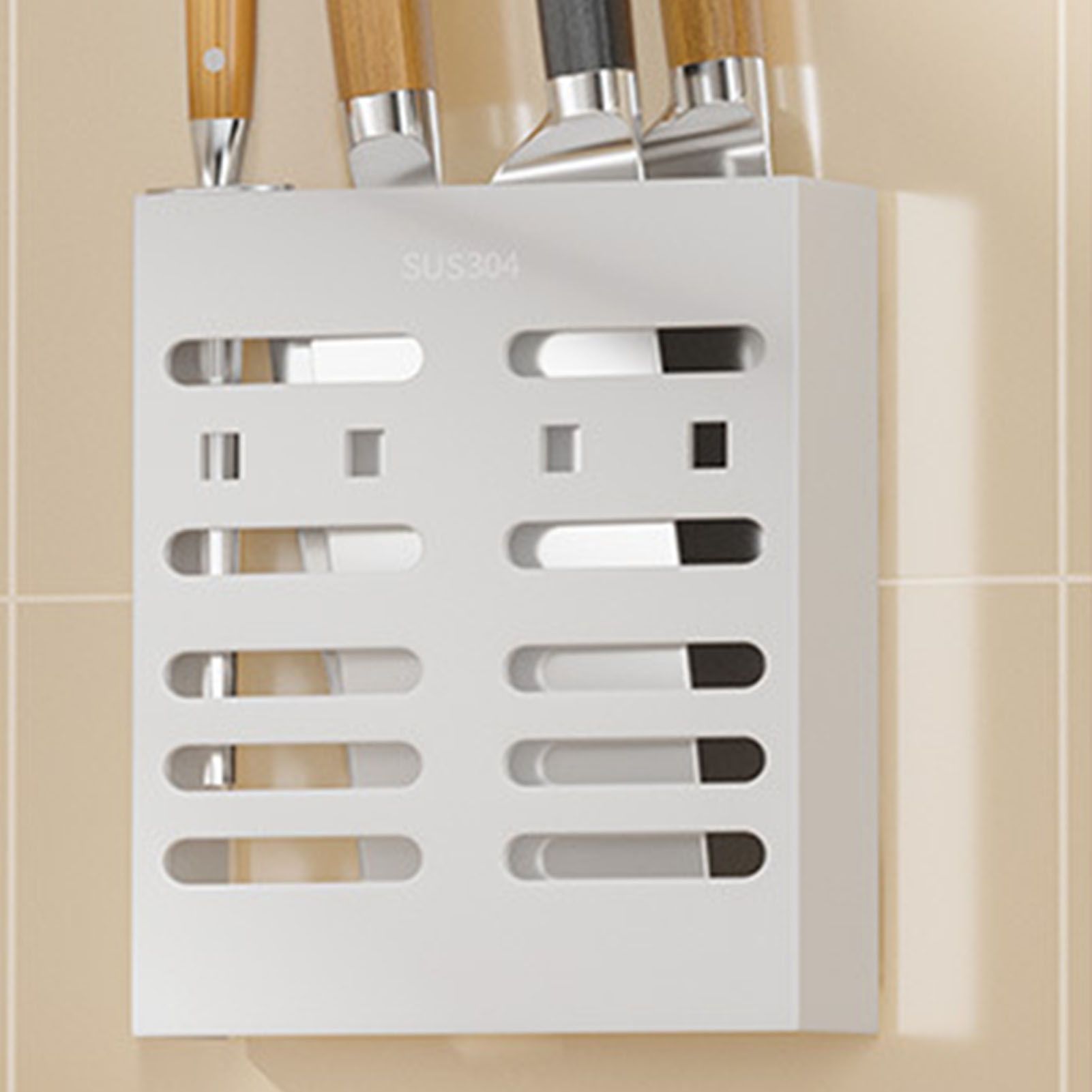 Utensil Holder Stainless Steel Wall Mount Chopstick Draining Storage Shelf for view 5