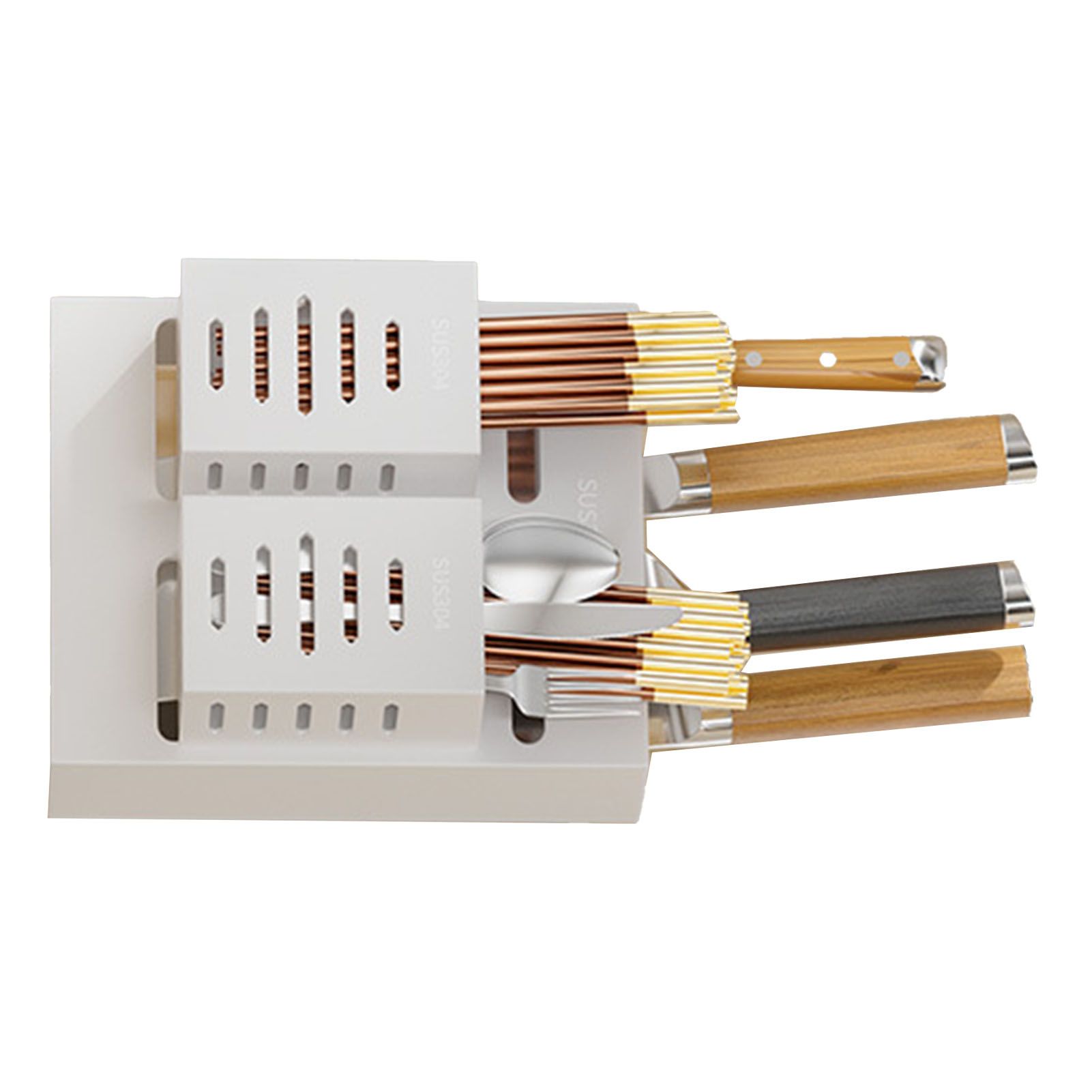Utensil Holder Stainless Steel Wall Mount Chopstick Draining Storage Shelf for view 12