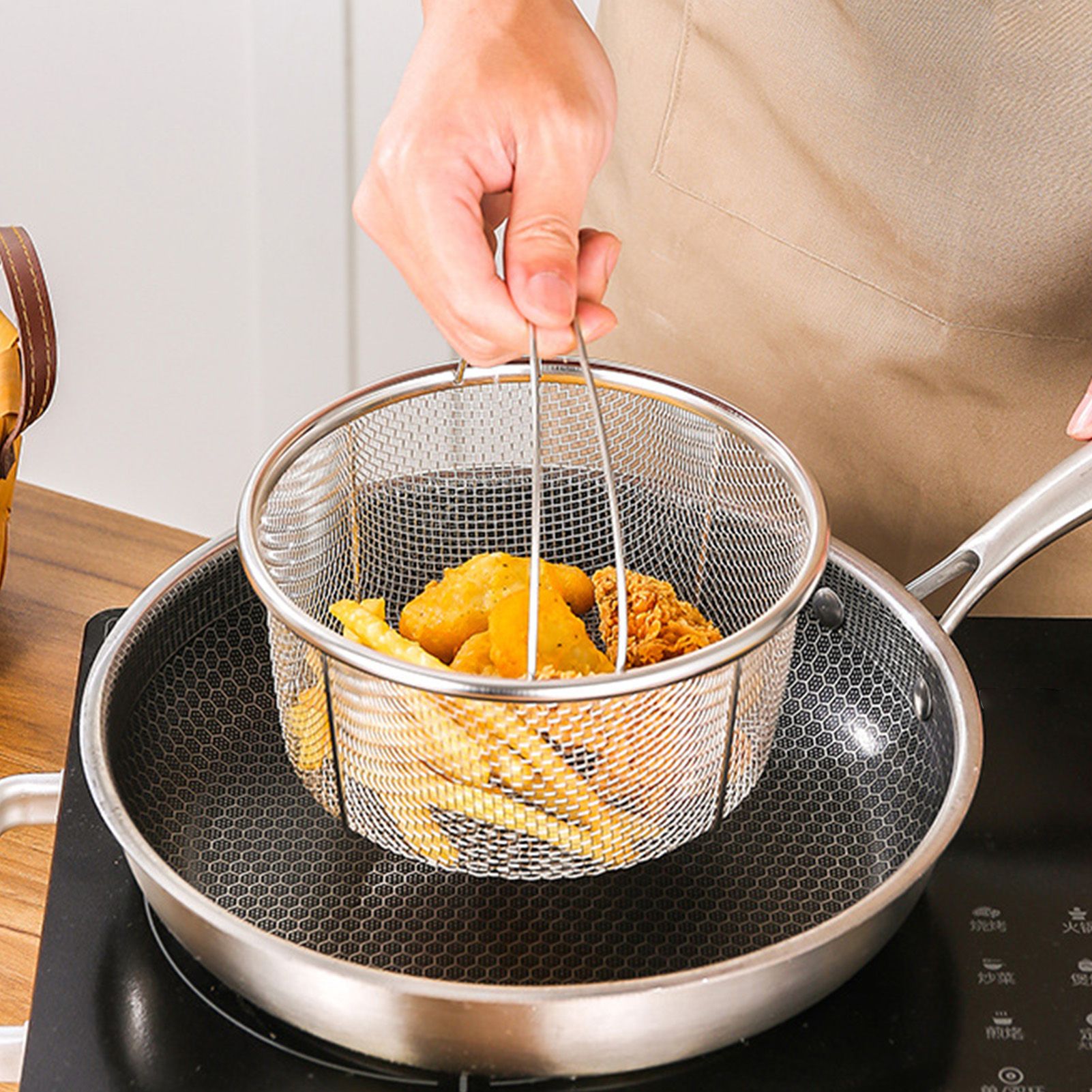 Mesh Steaming Basket Stainless Steel Comfortable Handles Heat Resistant view 9