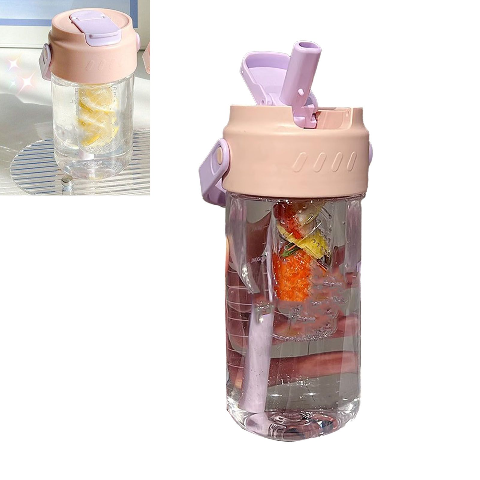 Straw Water Bottle Built in Tea Strainer with Handle PC 700ml Beautiful Cute view 5