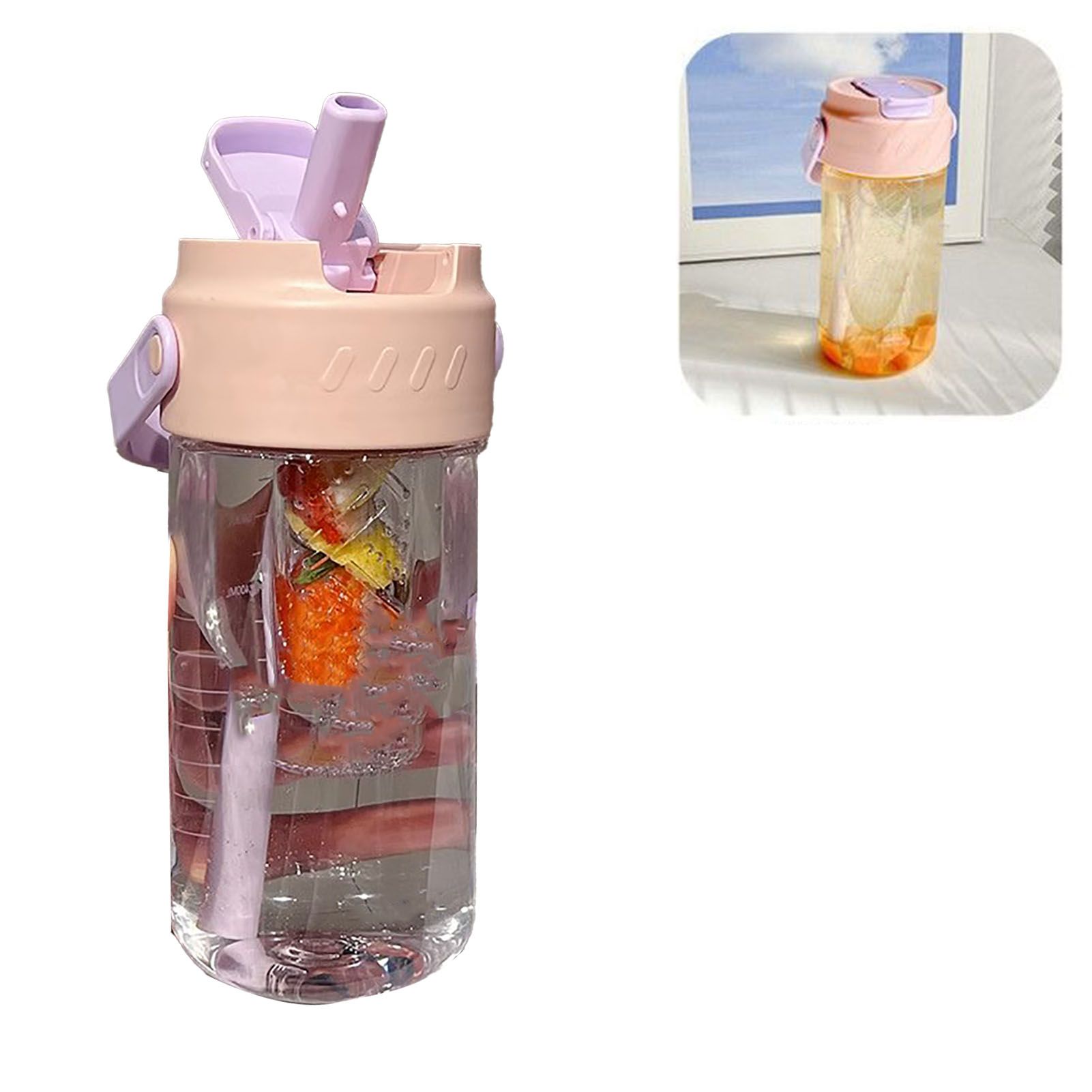 Straw Water Bottle Built in Tea Strainer with Handle PC 700ml Beautiful Cute view 6