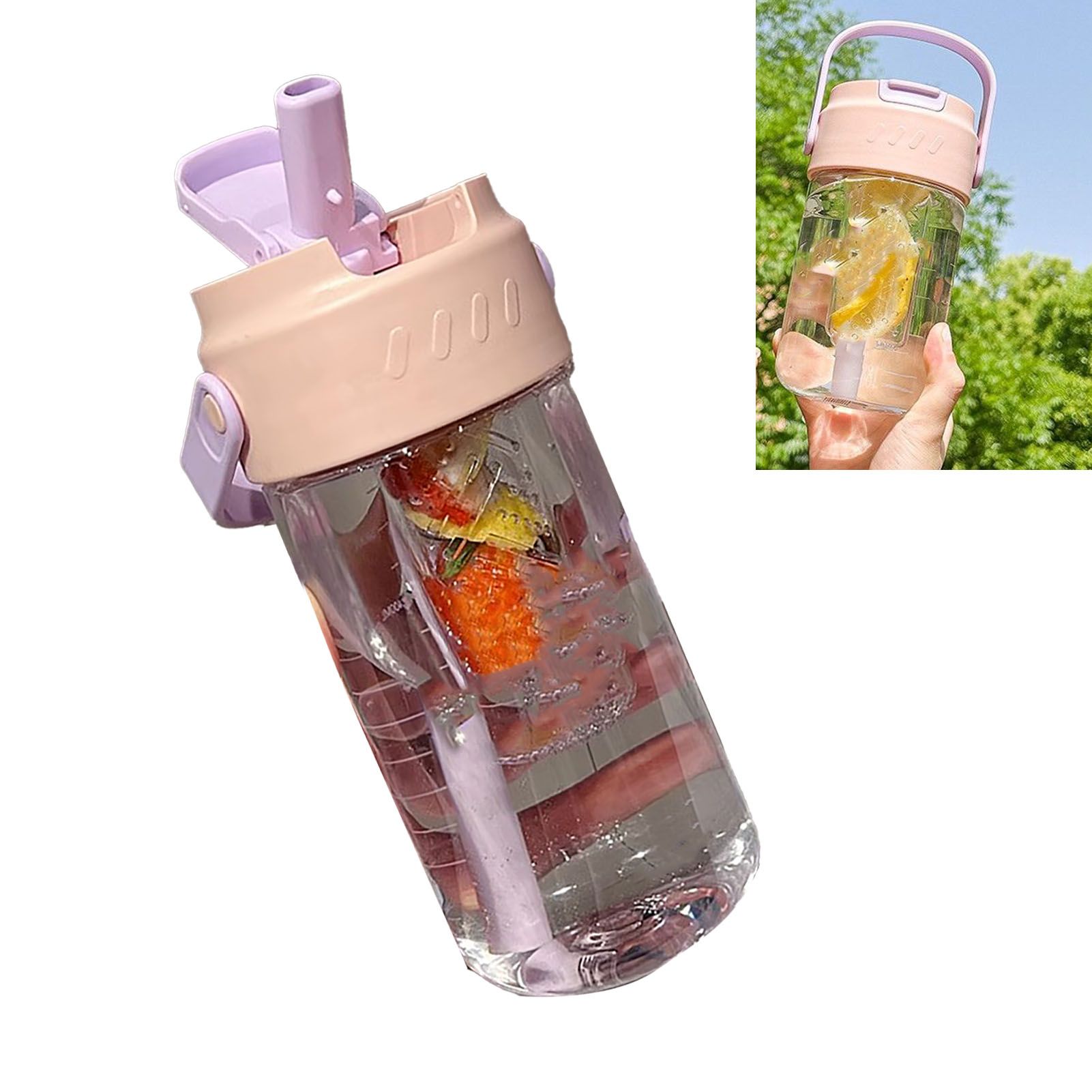 Straw Water Bottle Built in Tea Strainer with Handle PC 700ml Beautiful Cute view 12