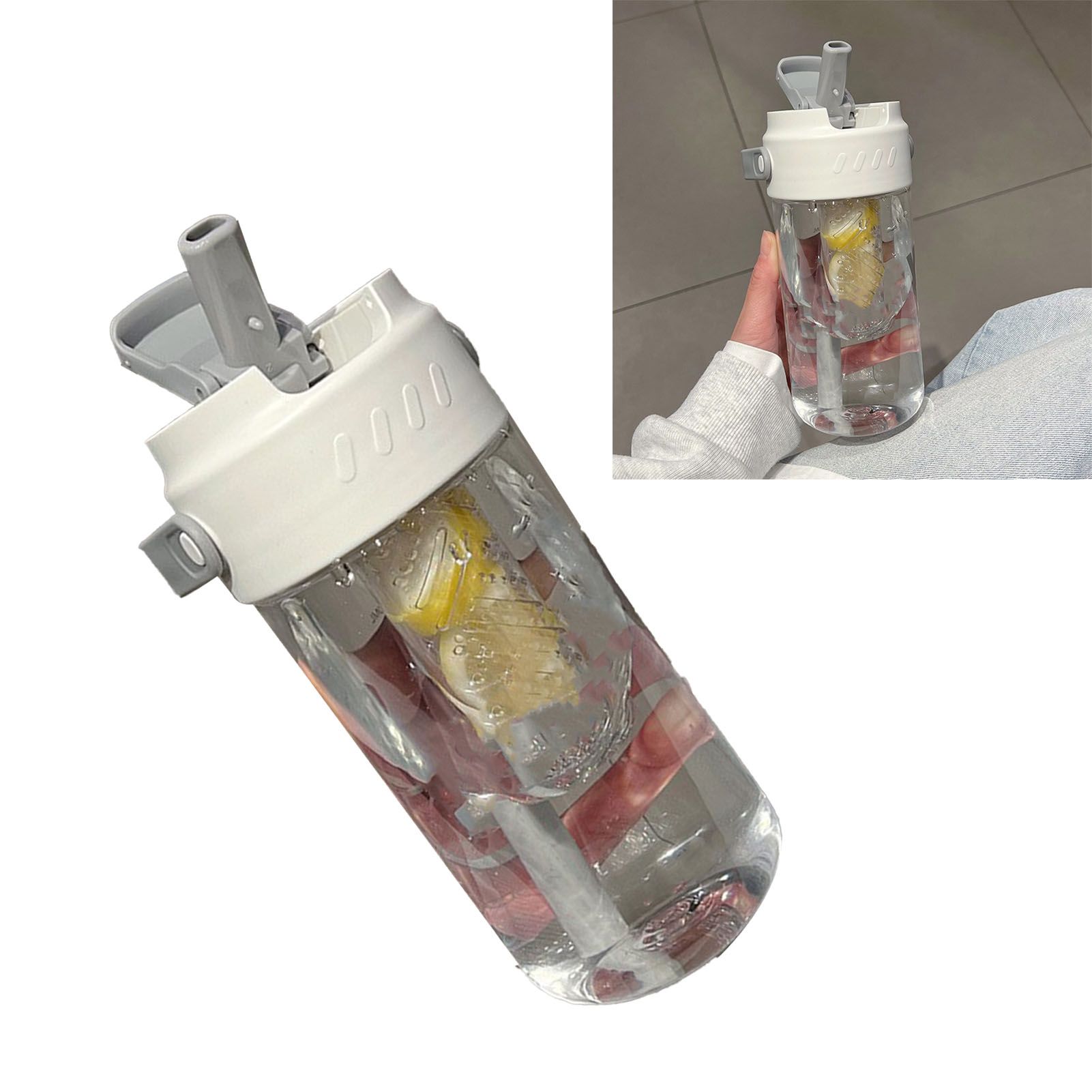Straw Water Bottle Built in Tea Strainer with Handle PC 700ml Beautiful Cute view 6