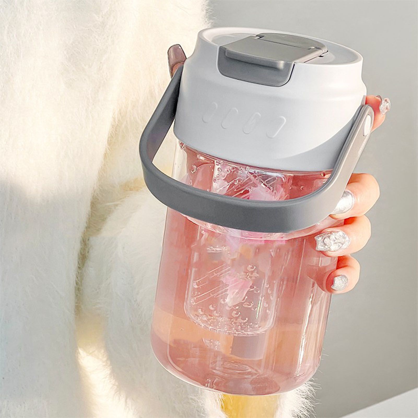 Straw Water Bottle Built in Tea Strainer with Handle PC 700ml Beautiful Cute view 12