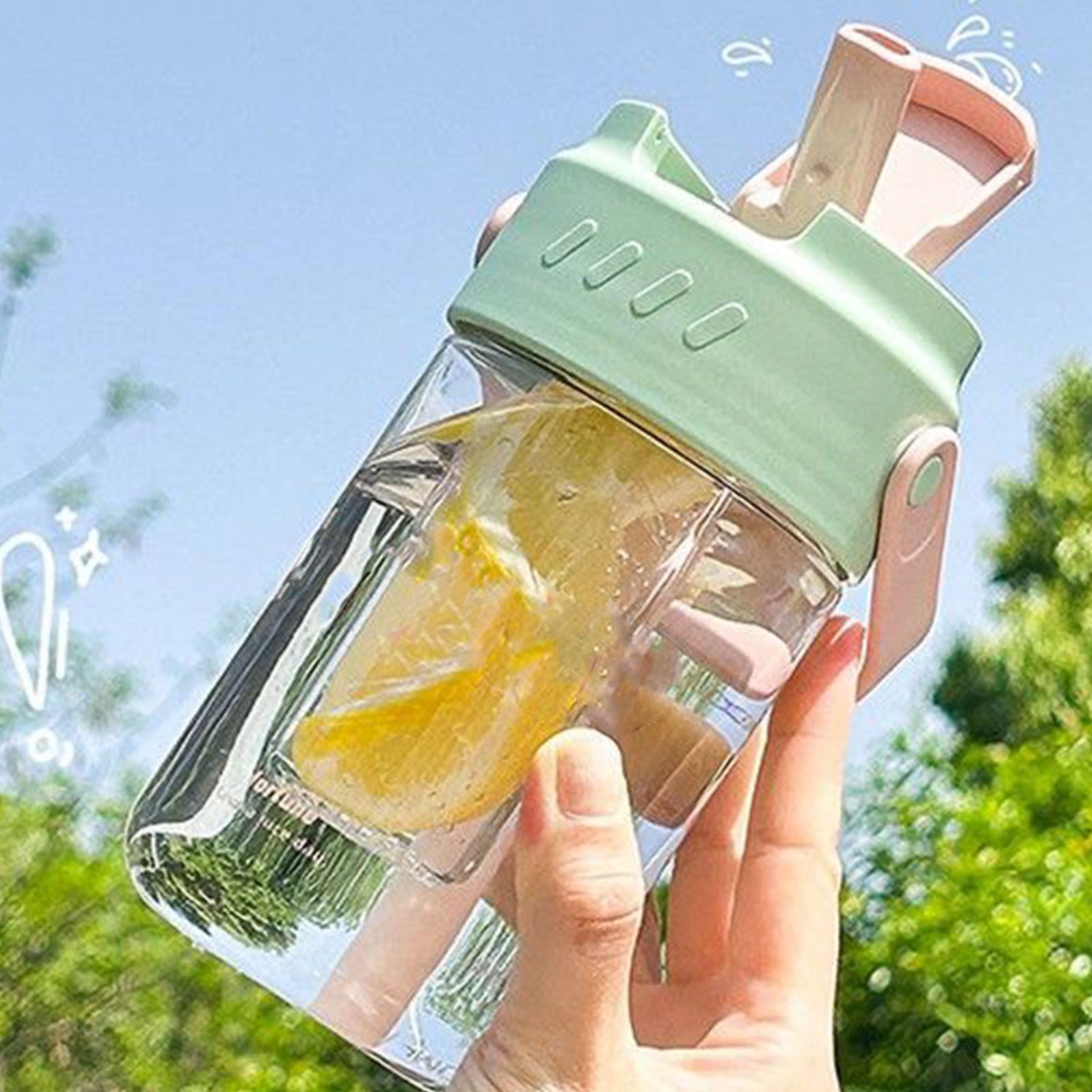 Straw Water Bottle Built in Tea Strainer with Handle PC 700ml Beautiful Cute view 7