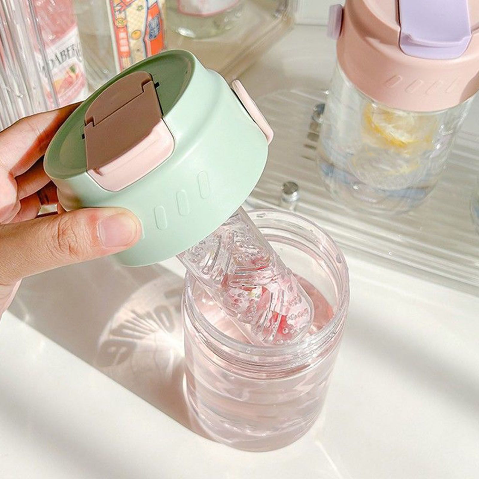 Straw Water Bottle Built in Tea Strainer with Handle PC 700ml Beautiful Cute view 8