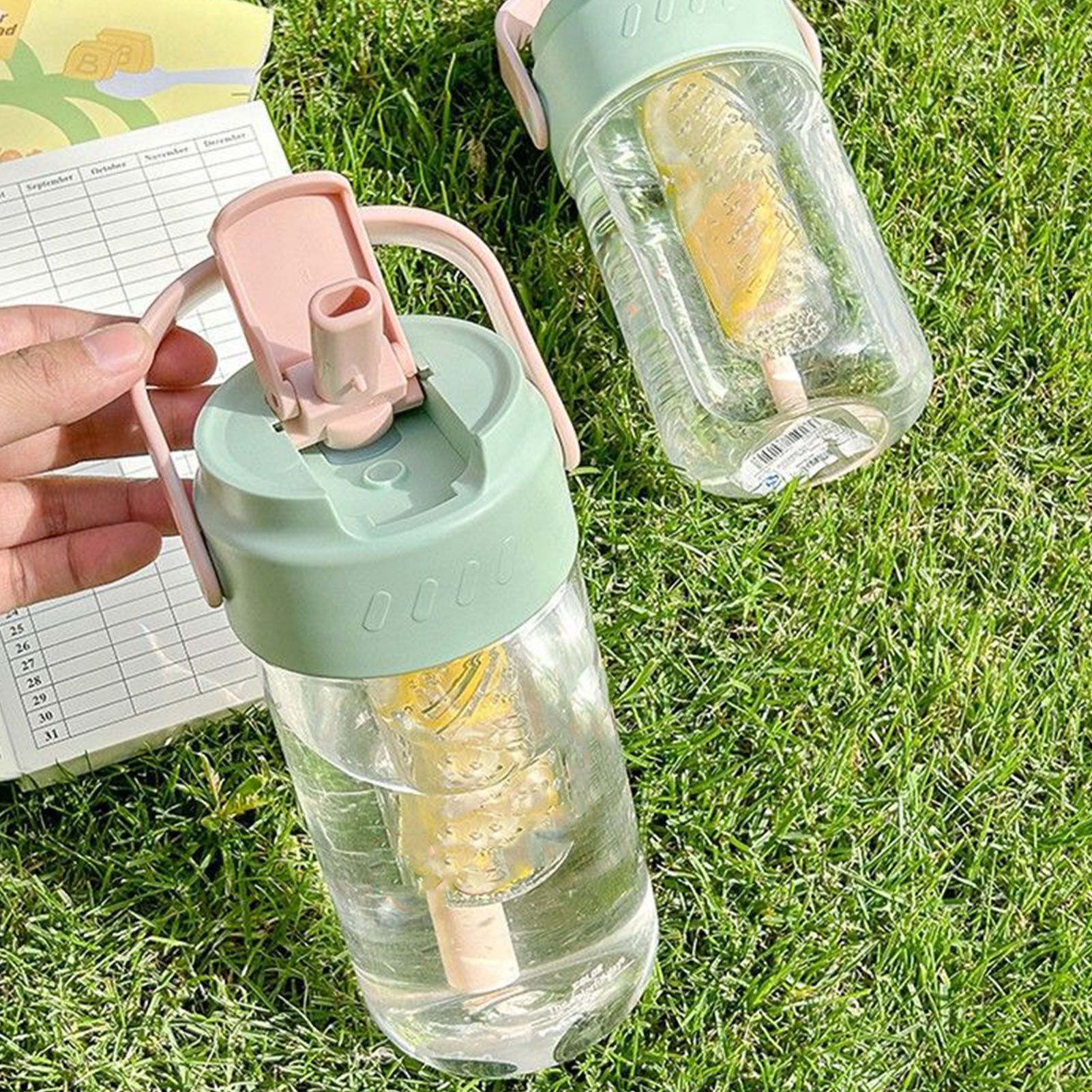 Straw Water Bottle Built in Tea Strainer with Handle PC 700ml Beautiful Cute view 9