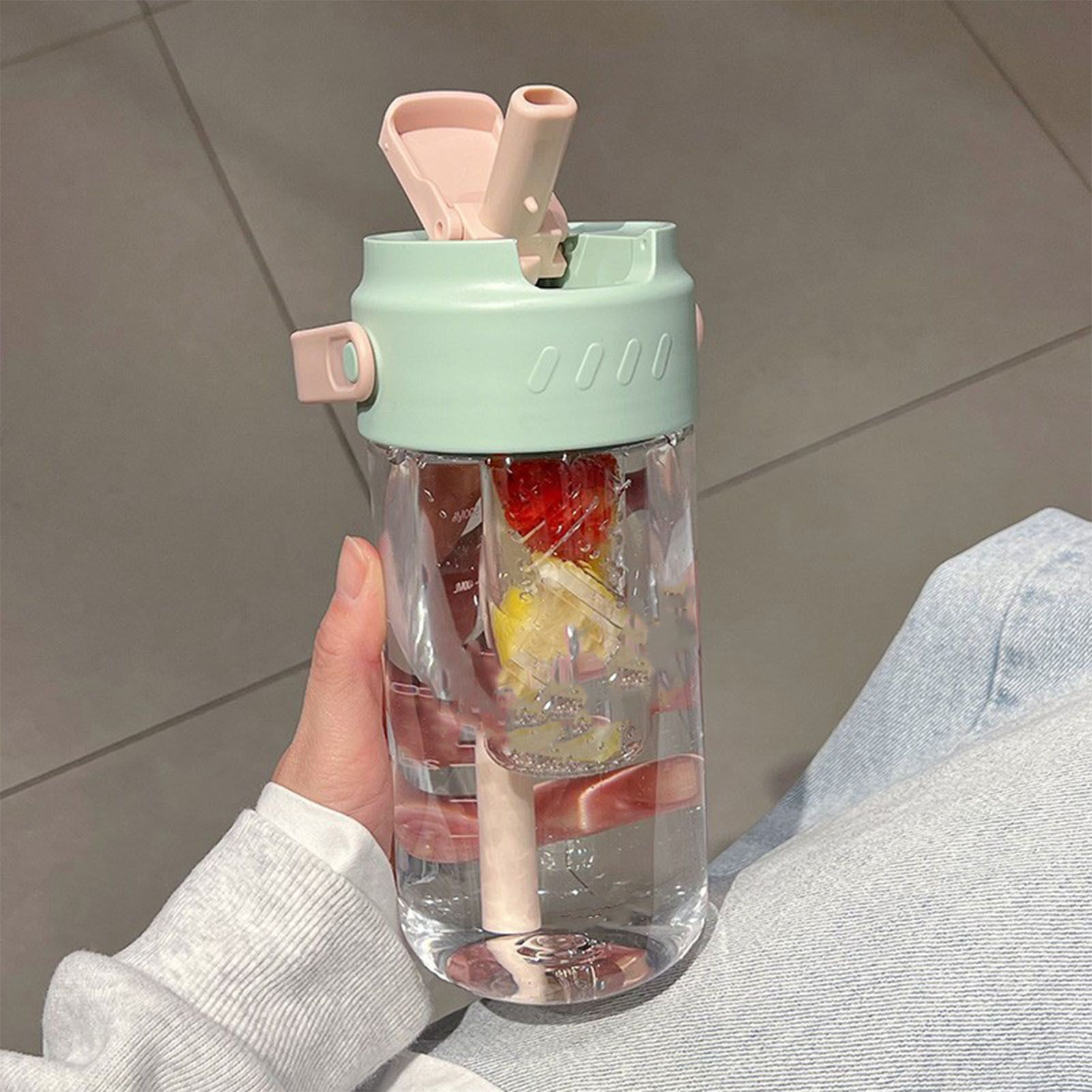 Straw Water Bottle Built in Tea Strainer with Handle PC 700ml Beautiful Cute view 10