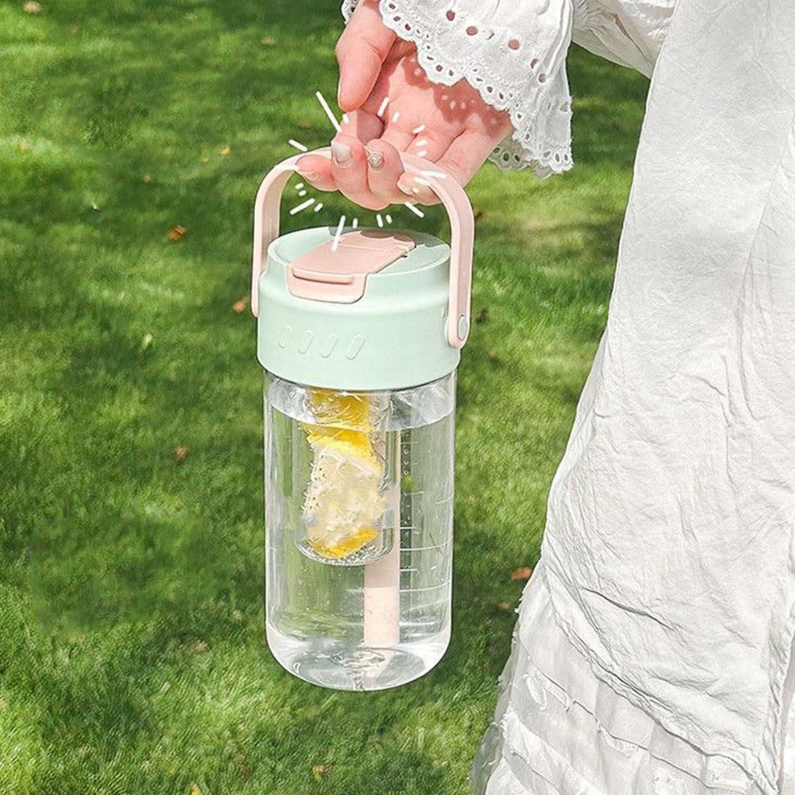 Straw Water Bottle Built in Tea Strainer with Handle PC 700ml Beautiful Cute view 12