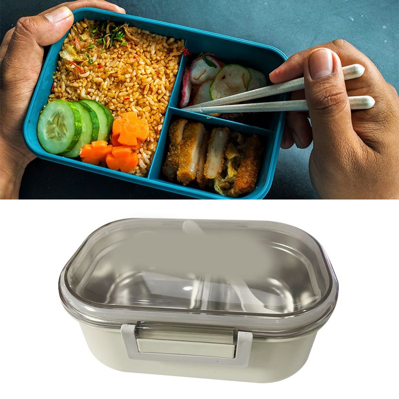 Stainless Steel Lunch Box Korean Style 2 Compartment Bento Box Metal Food view 10