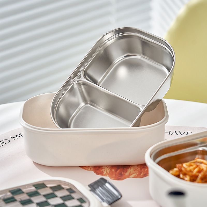 2 Compartment Bento Box Heat Preservation Stainless Steel Interlayer Lunch Box view 5