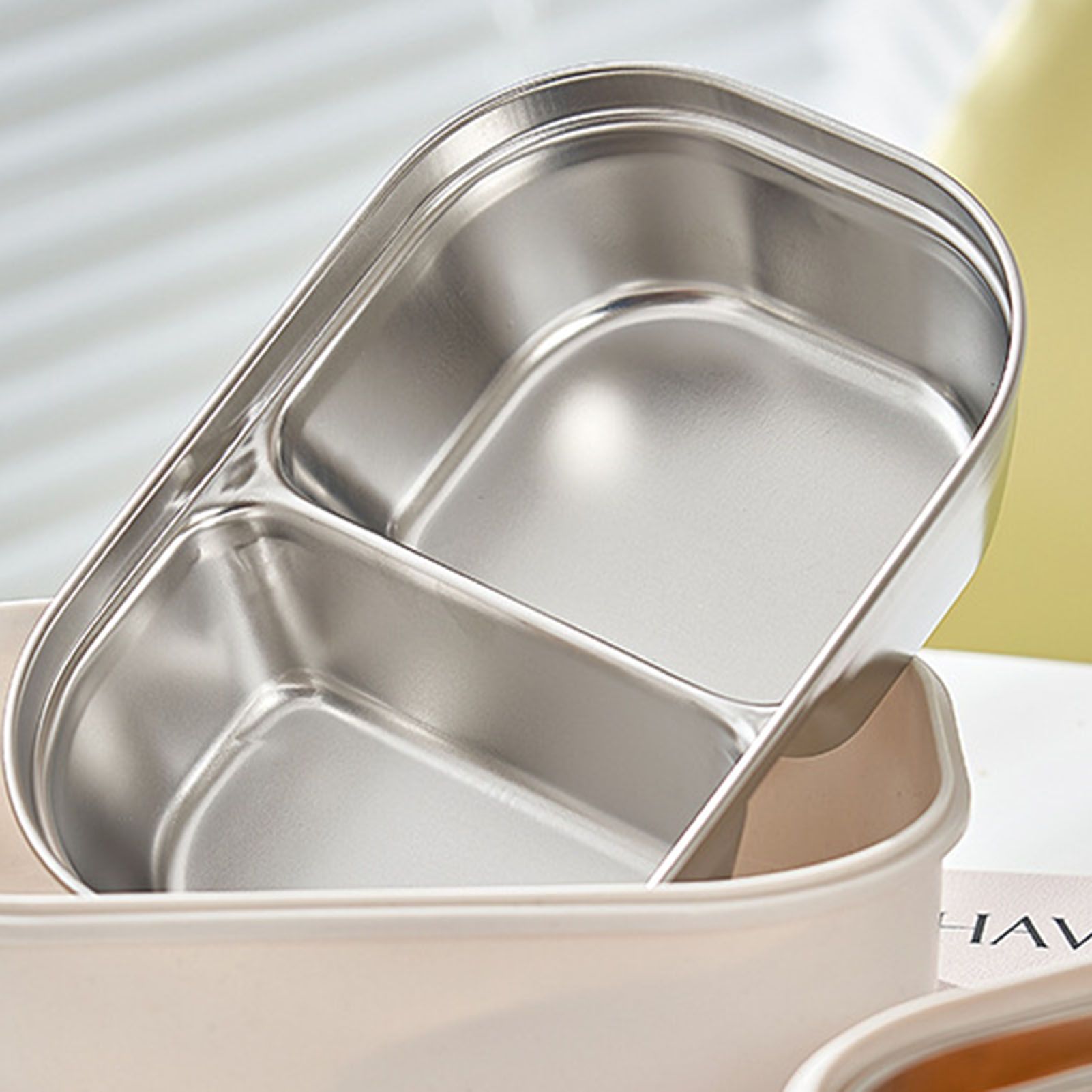 2 Compartment Bento Box Heat Preservation Stainless Steel Interlayer Lunch Box view 10