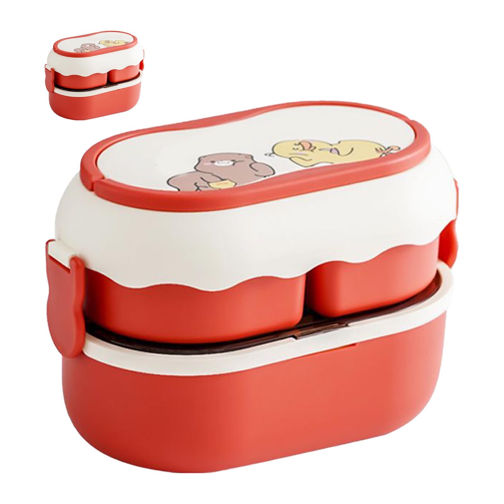 Lunch Box 2 Tier 3 Compartment Large Capacity Microwavable Cute Portable Bento view 4