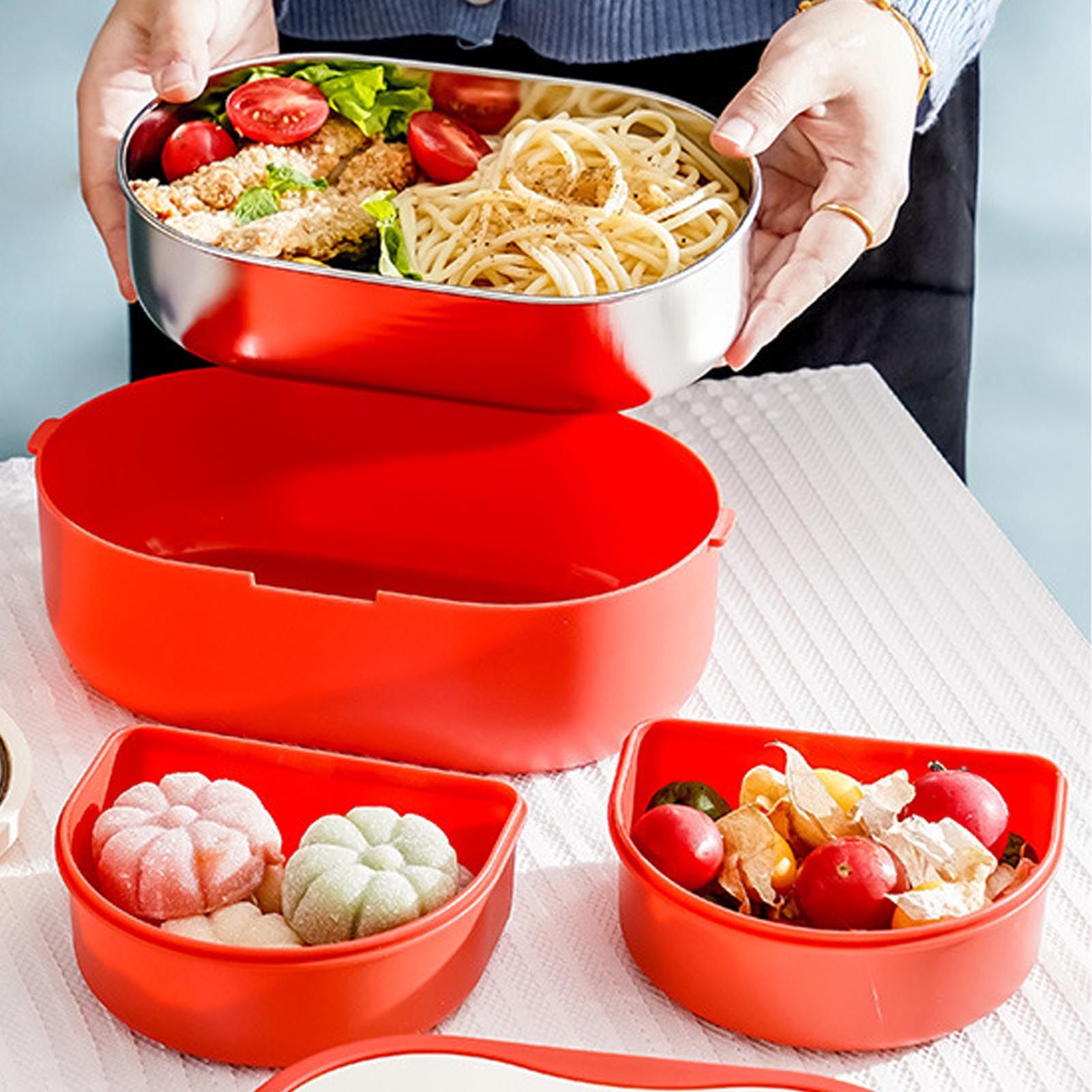 Lunch Box 2 Tier 3 Compartment Large Capacity Microwavable Cute Portable Bento view 6