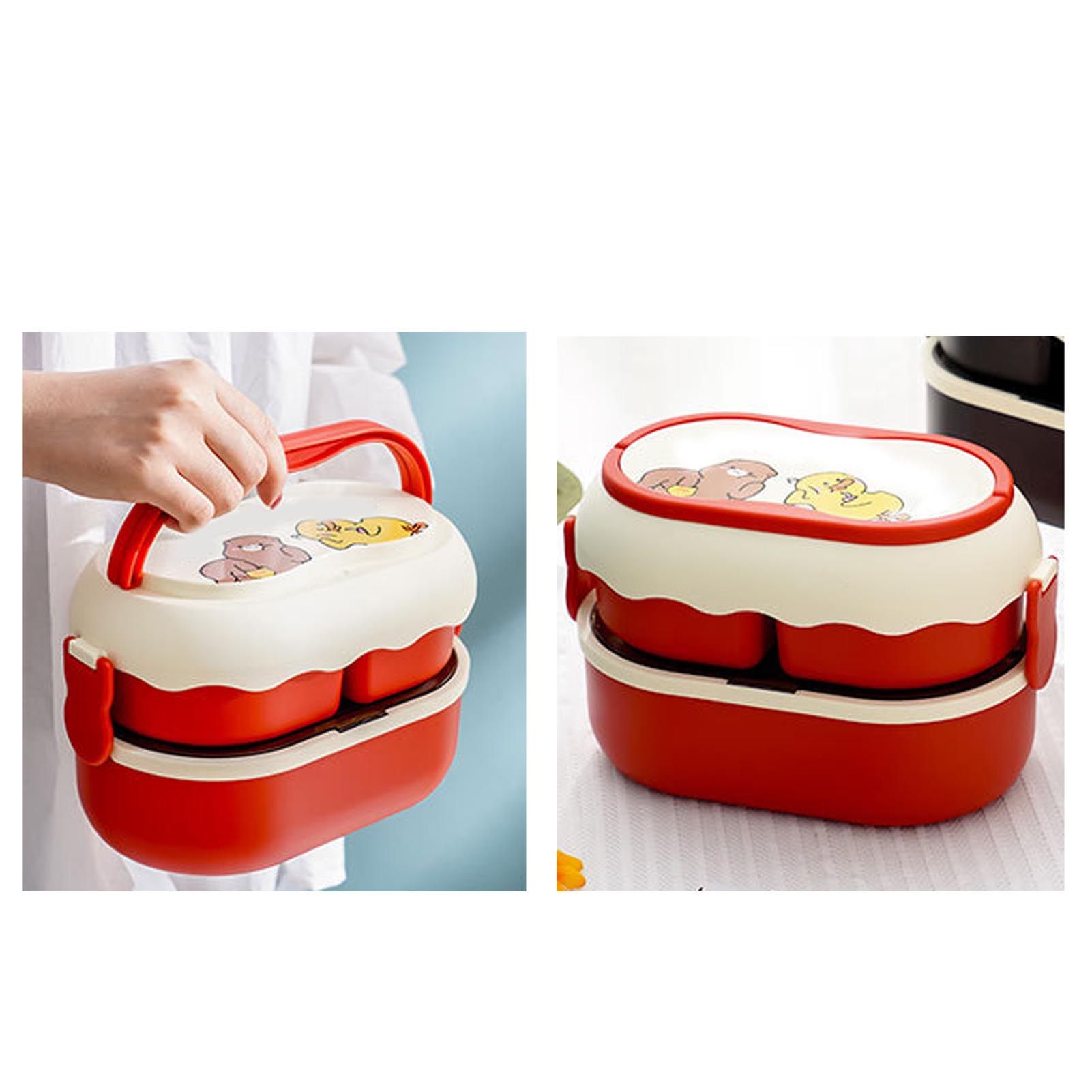 Lunch Box 2 Tier 3 Compartment Large Capacity Microwavable Cute Portable Bento view 10