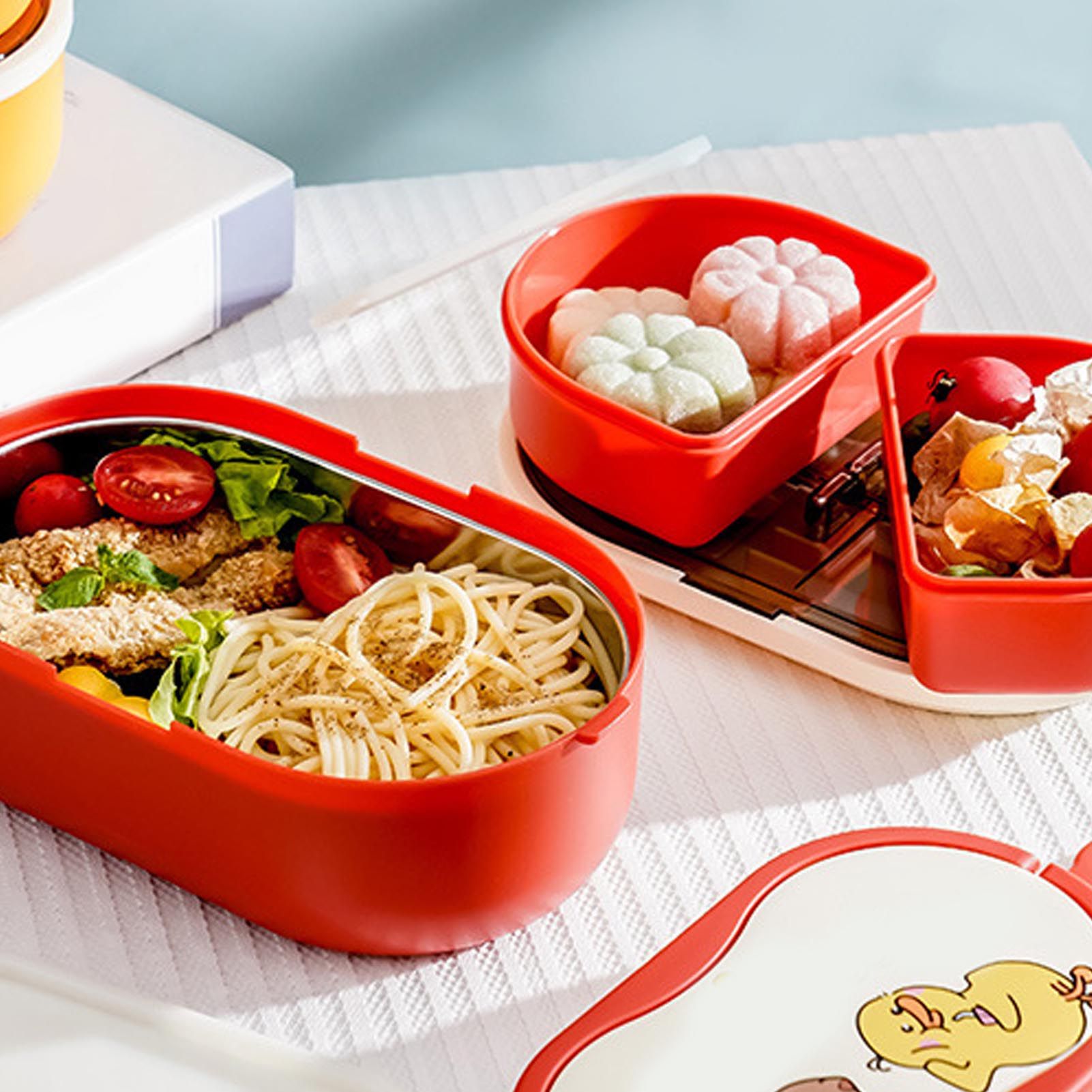 Lunch Box 2 Tier 3 Compartment Large Capacity Microwavable Cute Portable Bento view 11