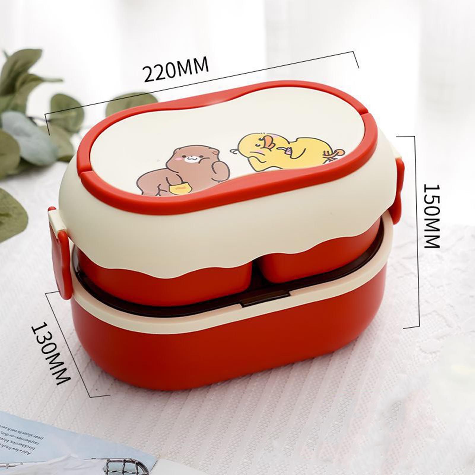 Lunch Box 2 Tier 3 Compartment Large Capacity Microwavable Cute Portable Bento view 12