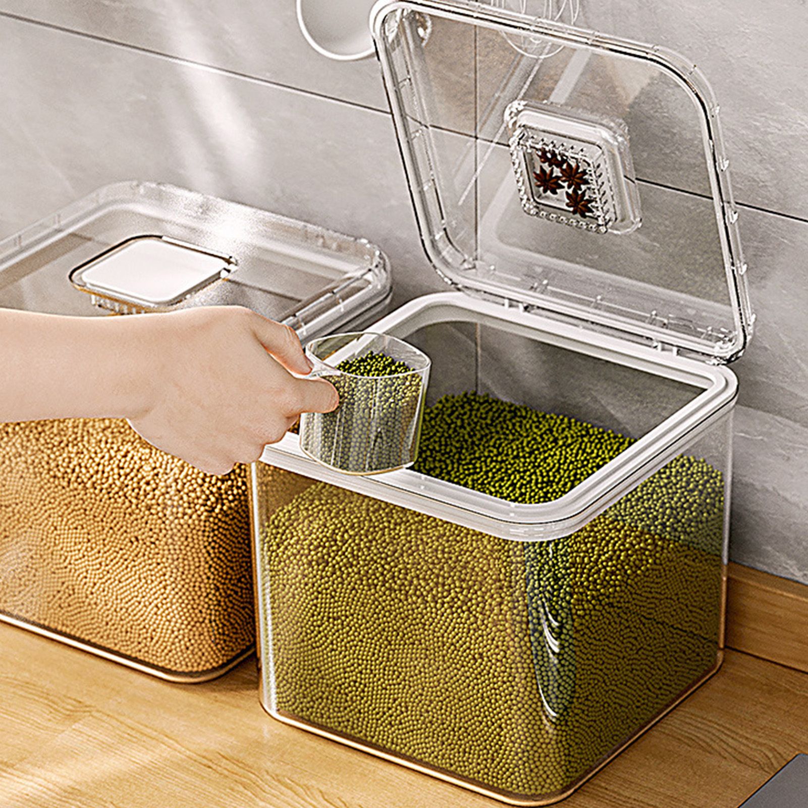 Rice Container Airtight Anti Bugs Moistureproof Hinged Lid Strong Plastic Rice view 9