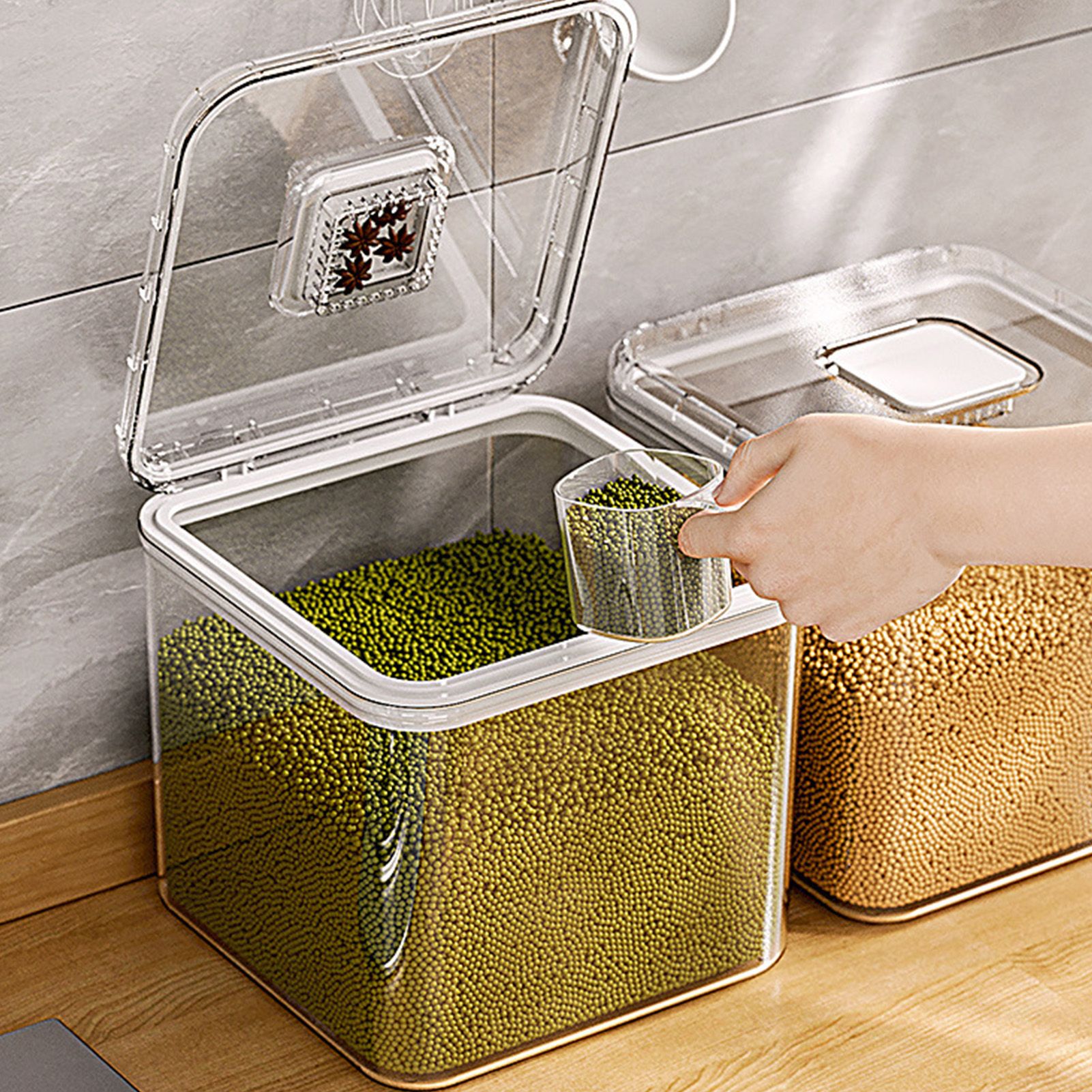 Rice Container Airtight Anti Bugs Moistureproof Hinged Lid Strong Plastic Rice view 11