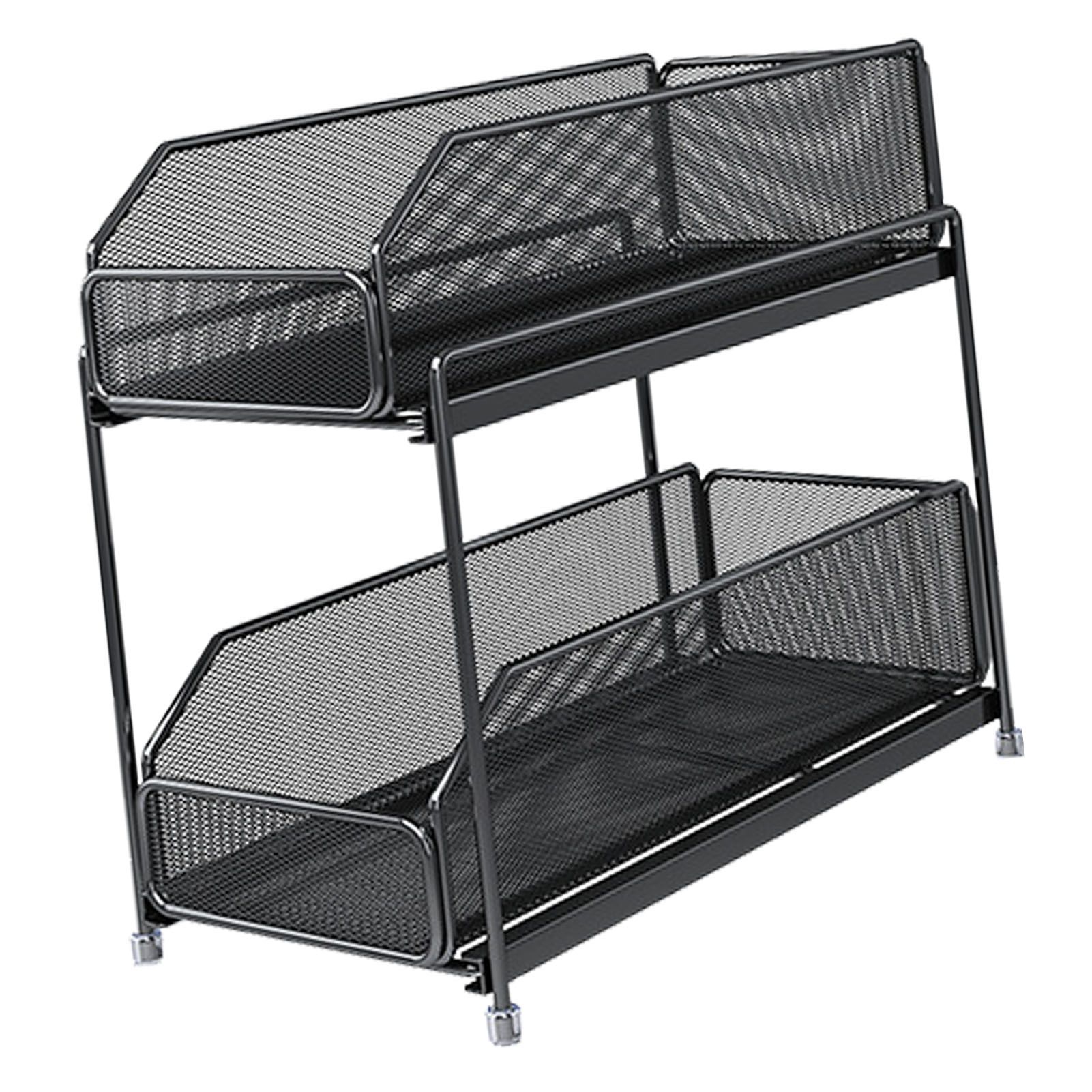 Pull Out Cabinet Organizer 2 Tier Carbon Steel Mesh Large Capacity Easy view 10