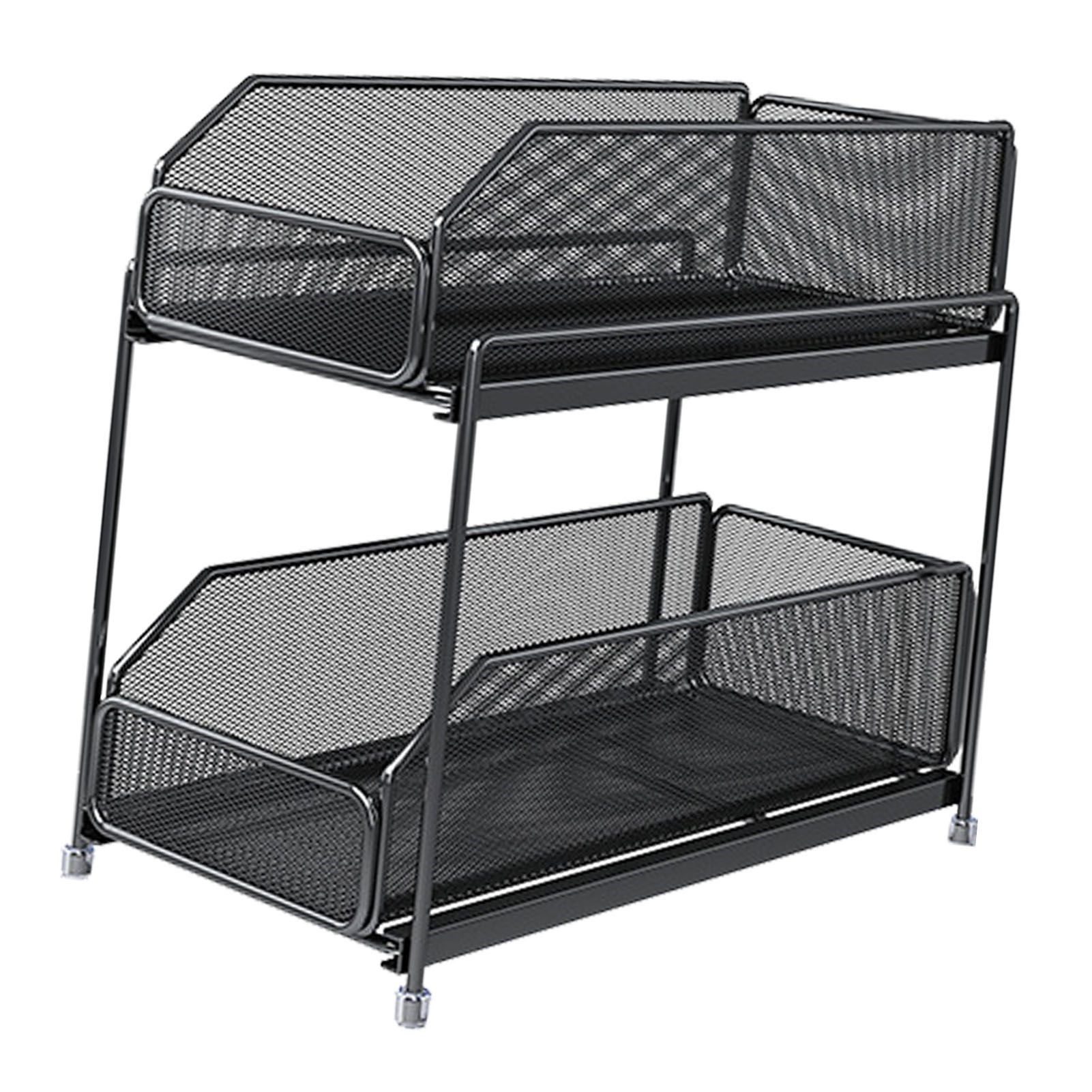 Pull Out Cabinet Organizer 2 Tier Carbon Steel Mesh Large Capacity Easy view 11