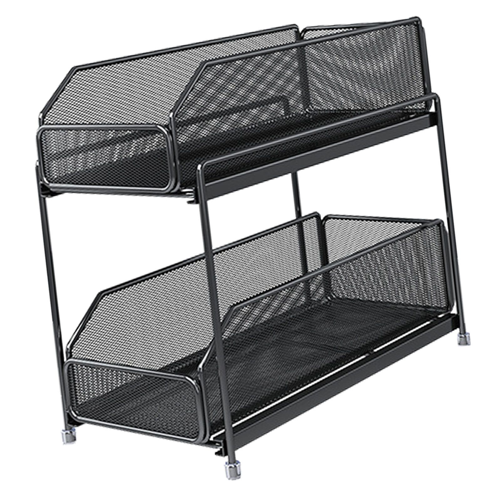 Pull Out Cabinet Organizer 2 Tier Carbon Steel Mesh Large Capacity Easy view 12