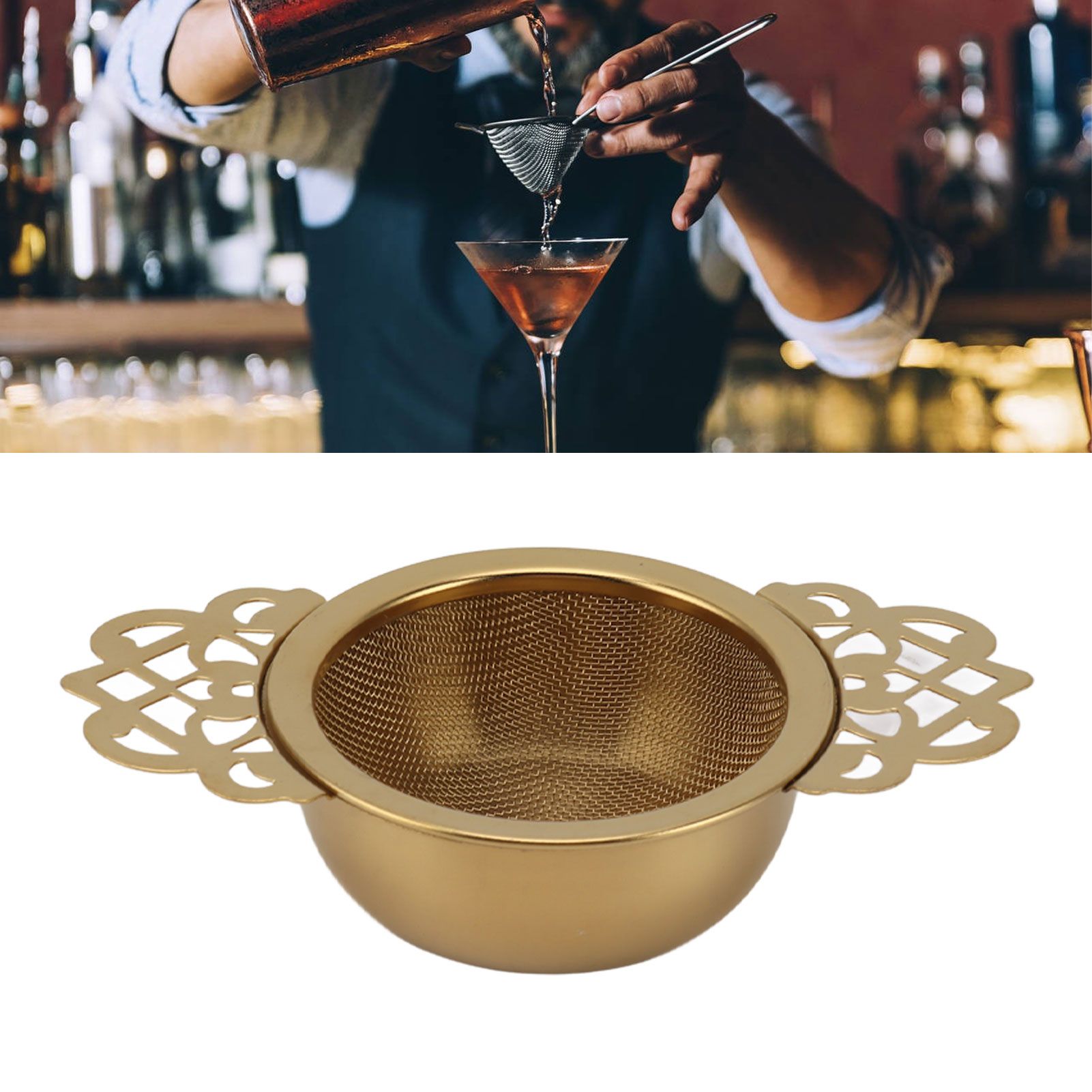 Stainless Steel Tea Strainers with Drip Bowl Double Handles Reusable Fine Mesh view 12