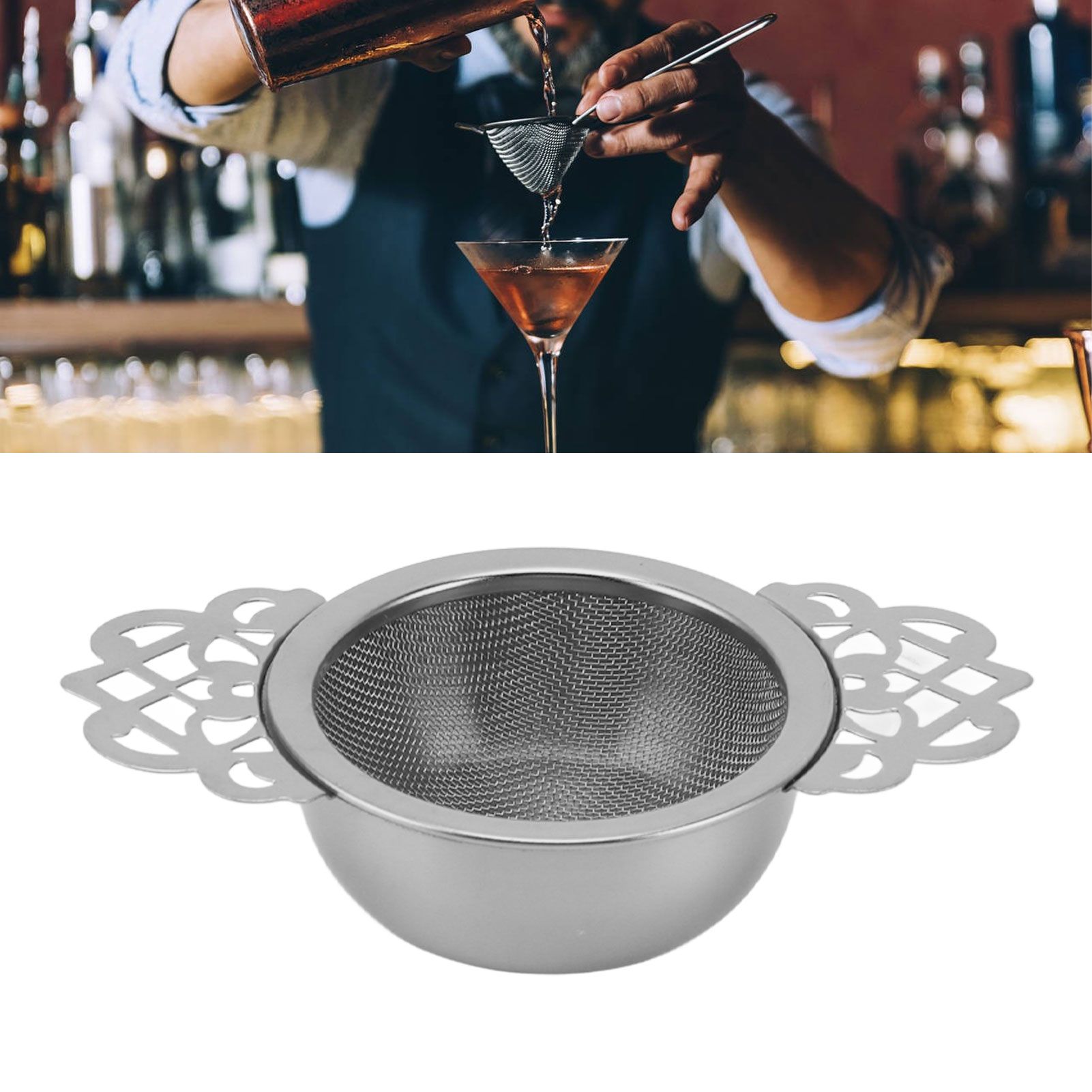 Stainless Steel Tea Strainers with Drip Bowl Double Handles Reusable Fine Mesh view 11