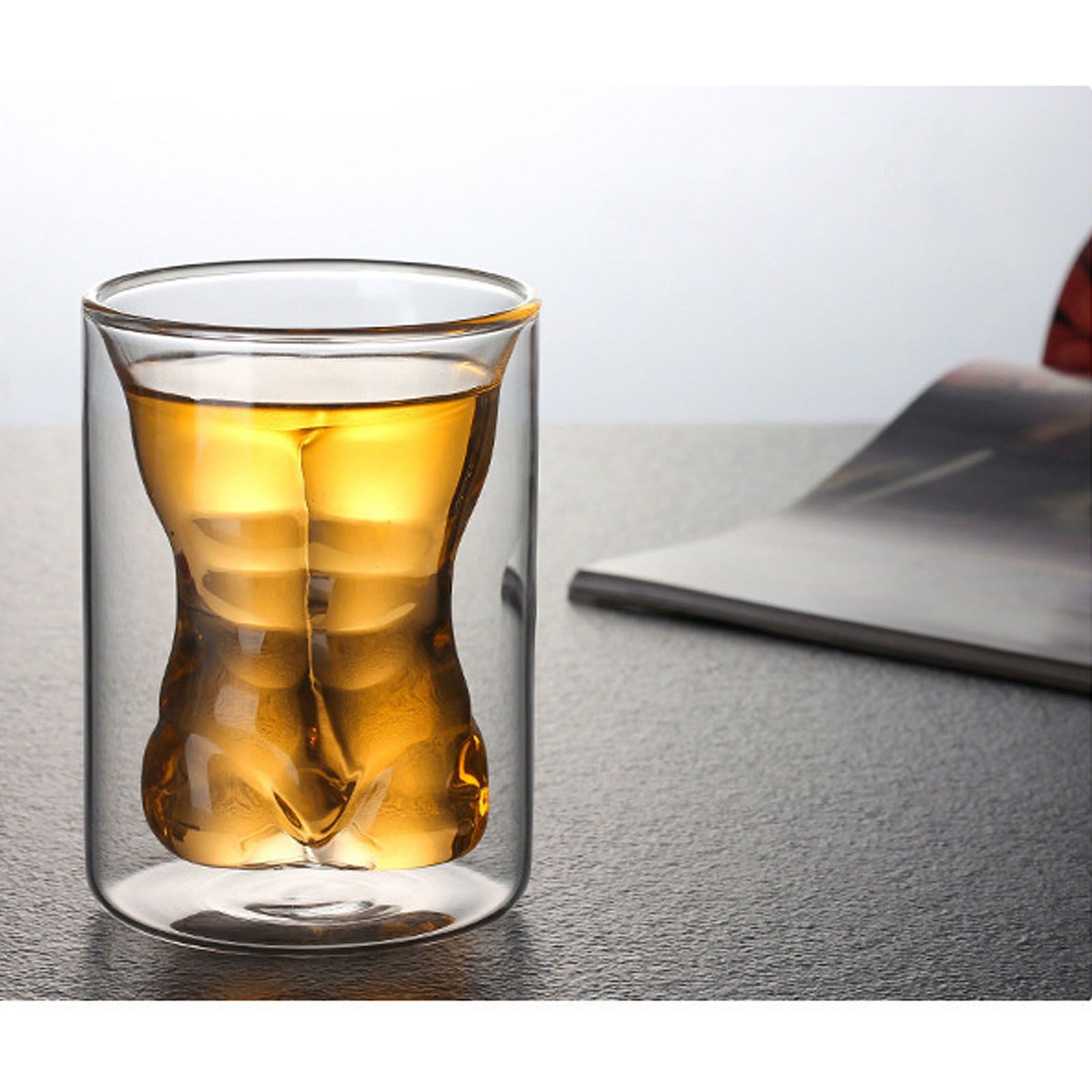 Body Shape Glass Cup Double Layer Beer Whisky Drinking Shot Glass for Party view 6