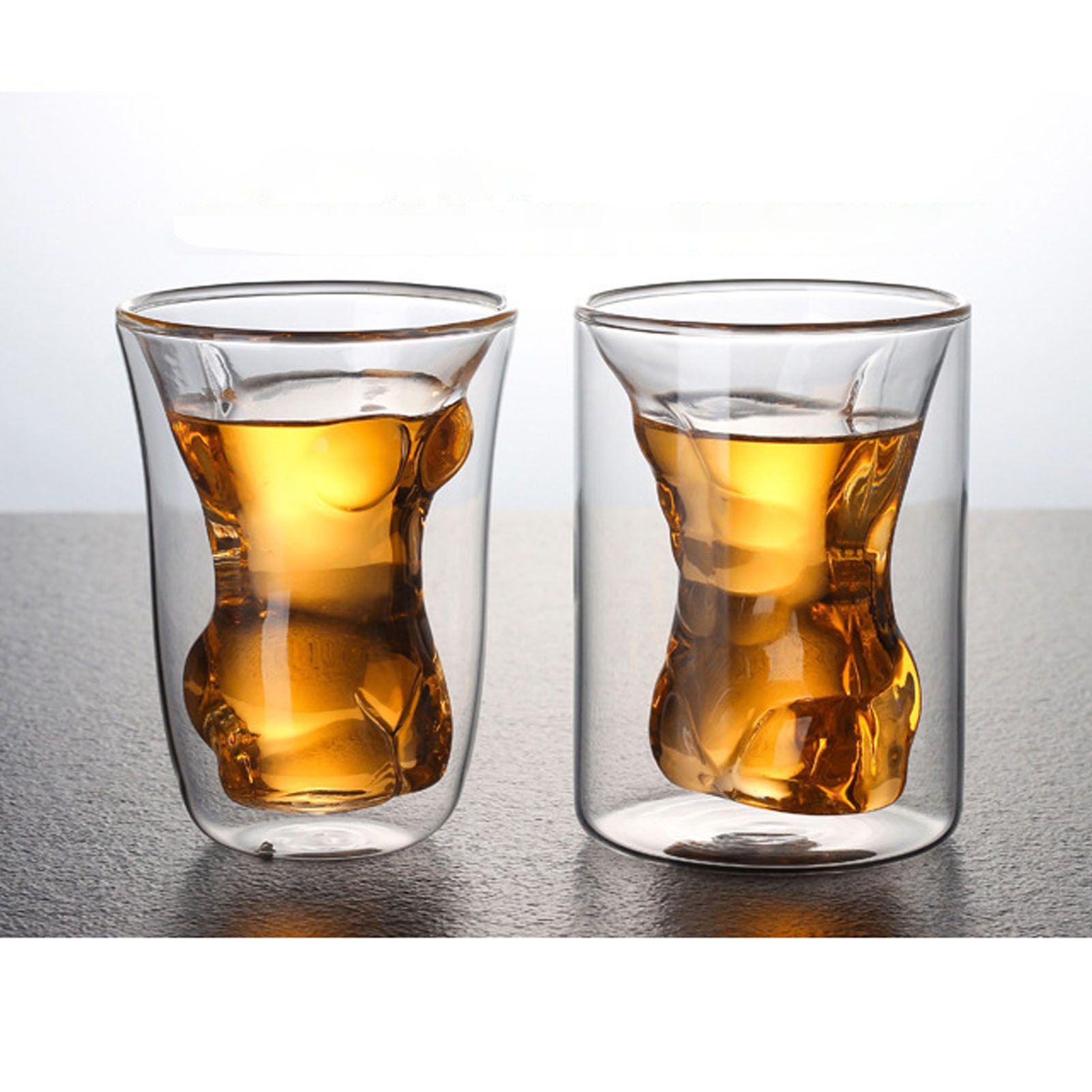 Body Shape Glass Cup Double Layer Beer Whisky Drinking Shot Glass for Party view 11