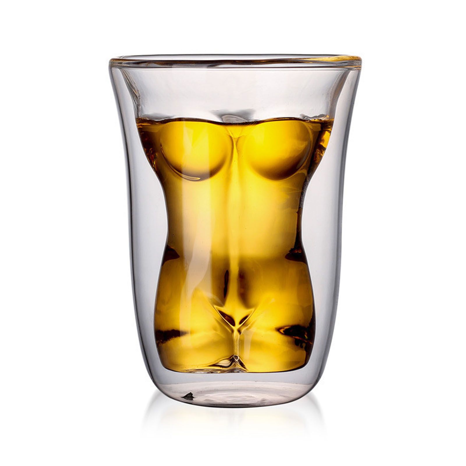Body Shape Glass Cup Double Layer Beer Whisky Drinking Shot Glass for Party