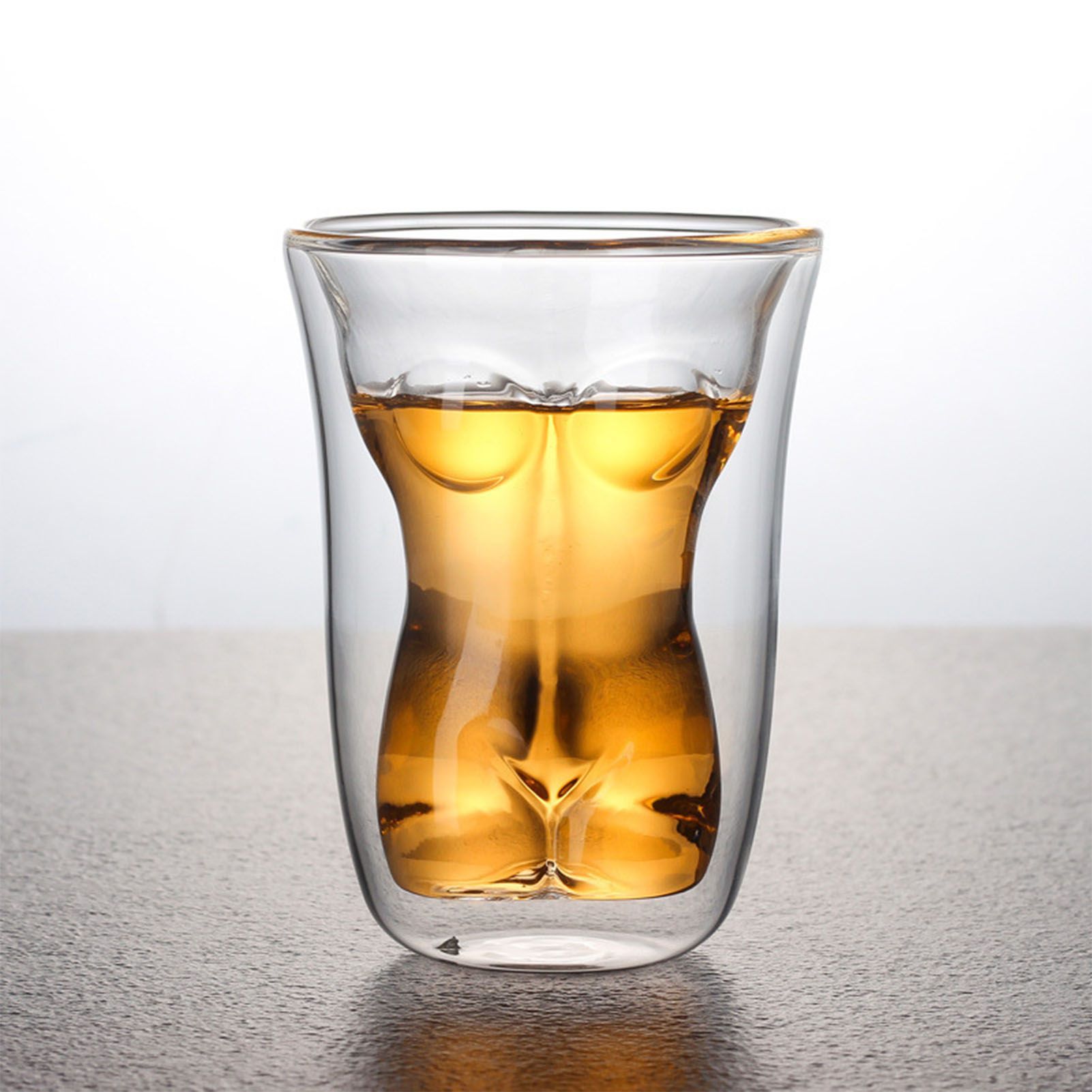 Body Shape Glass Cup Double Layer Beer Whisky Drinking Shot Glass for Party view 5