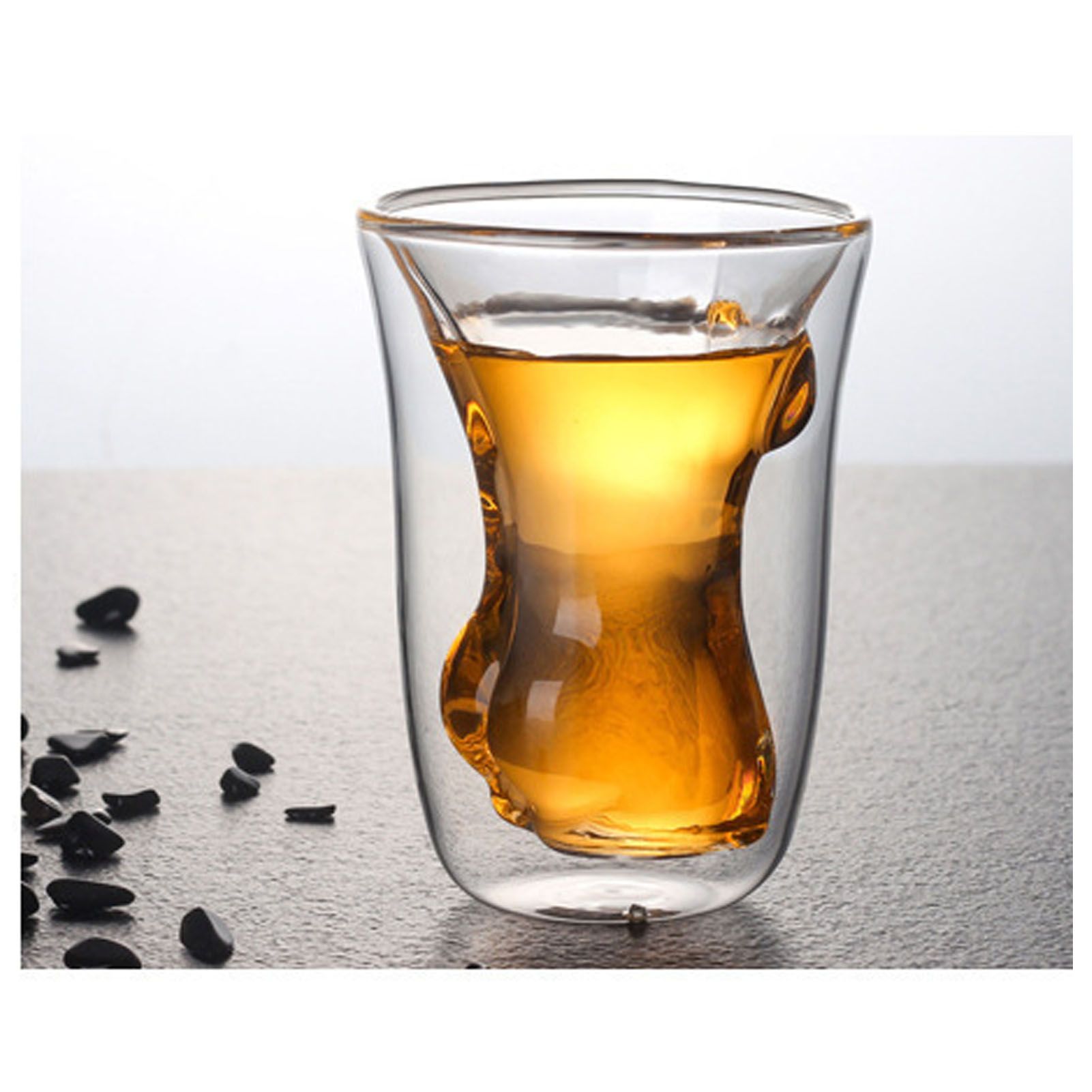 Body Shape Glass Cup Double Layer Beer Whisky Drinking Shot Glass for Party view 6